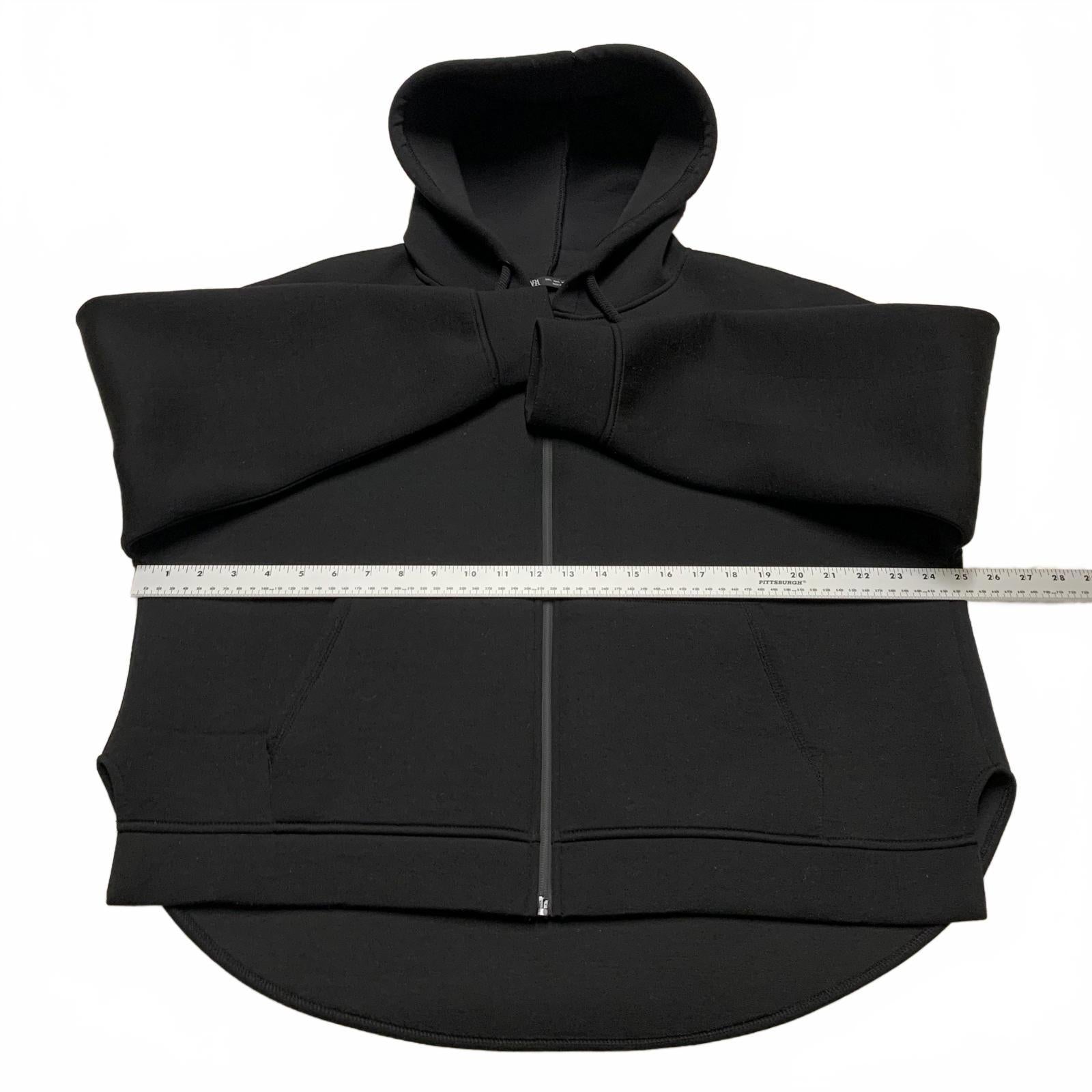 Sudadera con capucha y cremallera negra informal para mujer, talla grande, de ZARA