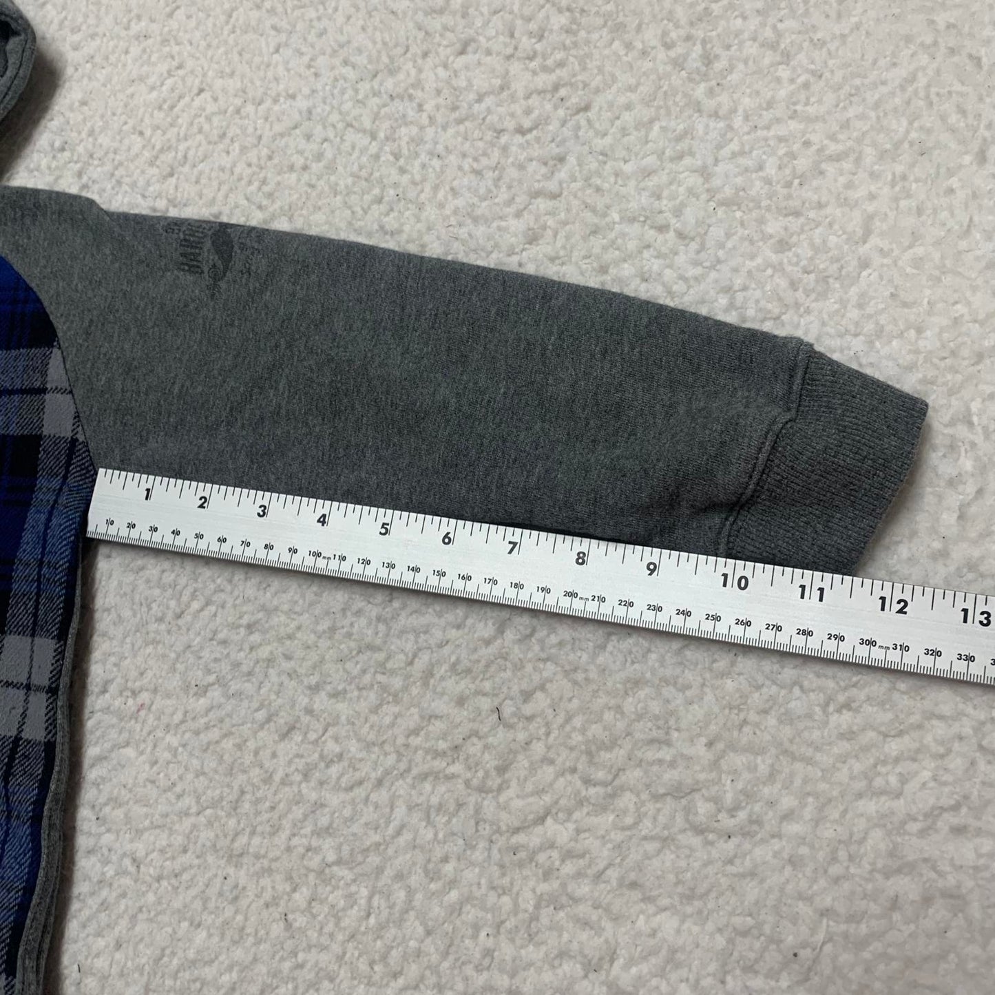 Brums Boys Size 5 Gray Blue Flannel Hooded Shirt Jacket Cotton