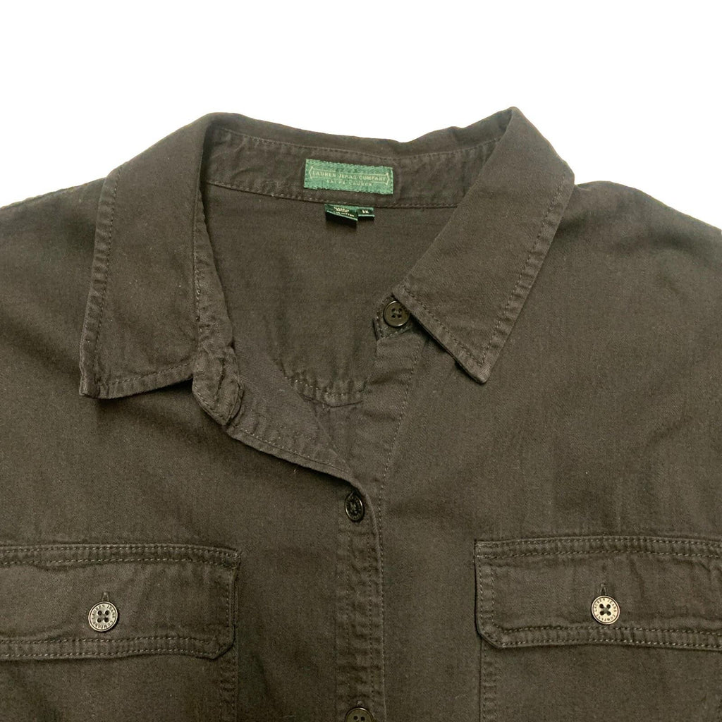 Camisa militar negra con botones 3X para hombre de Lauren Jeans Company, 100 % algodón