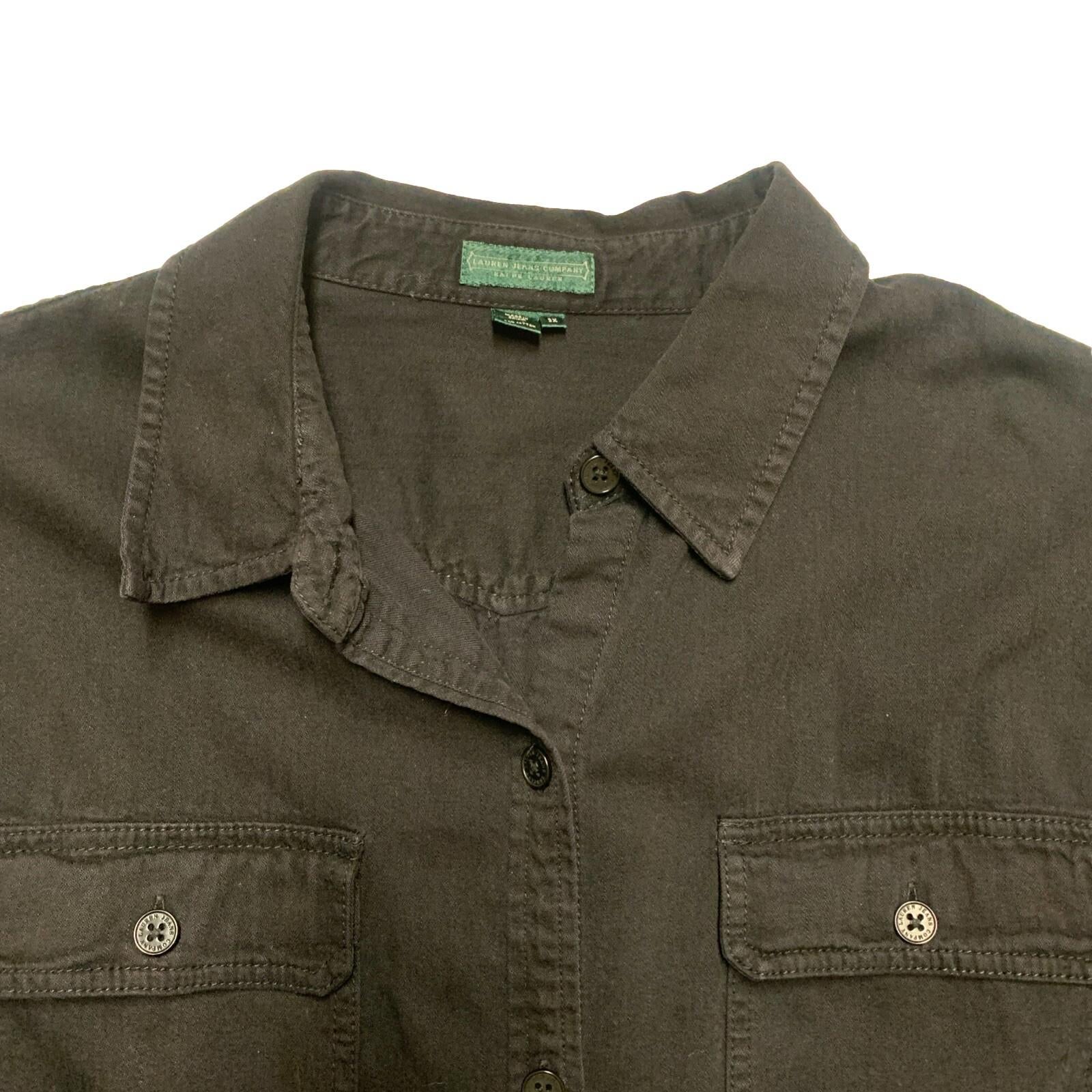 Camisa militar negra con botones 3X para hombre de Lauren Jeans Company, 100 % algodón