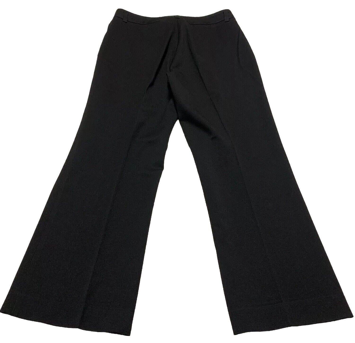 Pantalones de vestir negros Virtue para mujer, talla 12, con trabillas para cinturón y pierna ancha