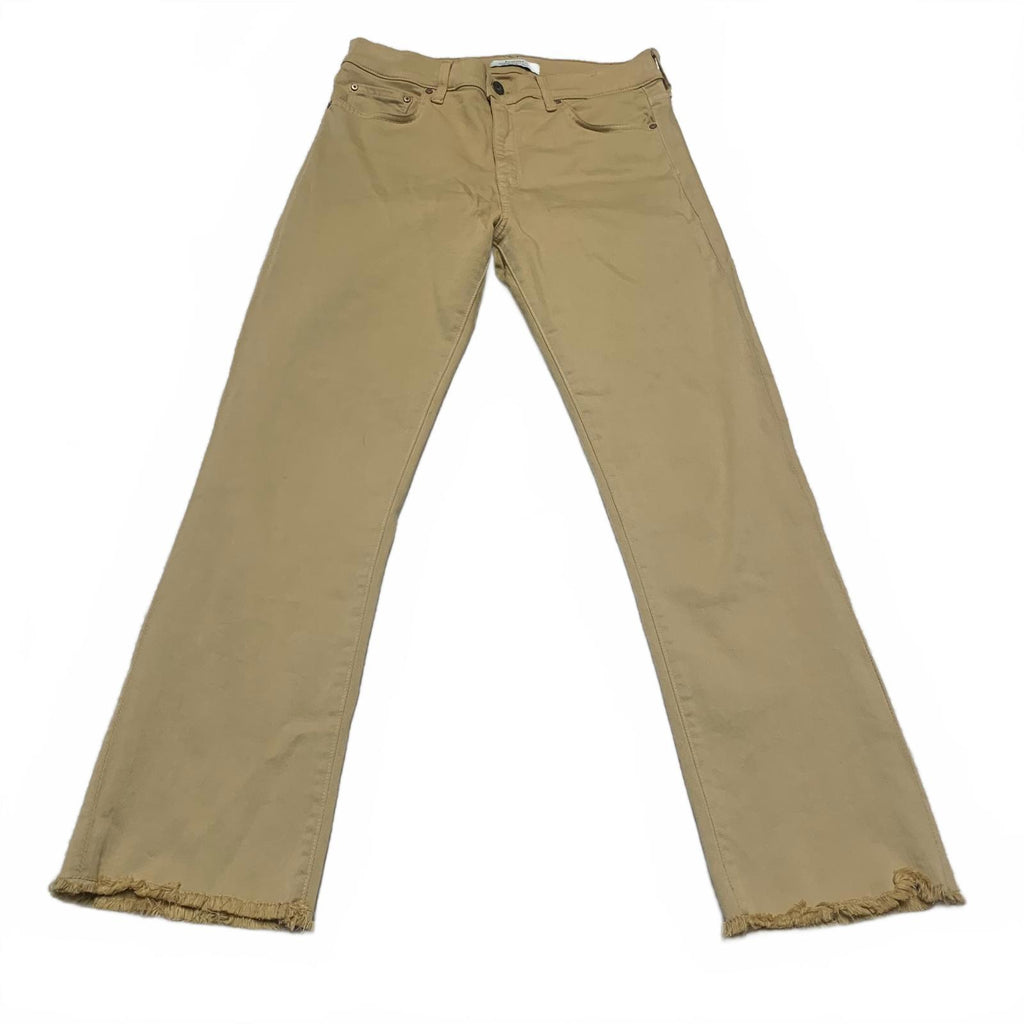 Pantalones de mezclilla Principle Innovators, talla 29, amarillos, con dobladillo deshilachado, ancho 30 x 27 L, EE. UU.