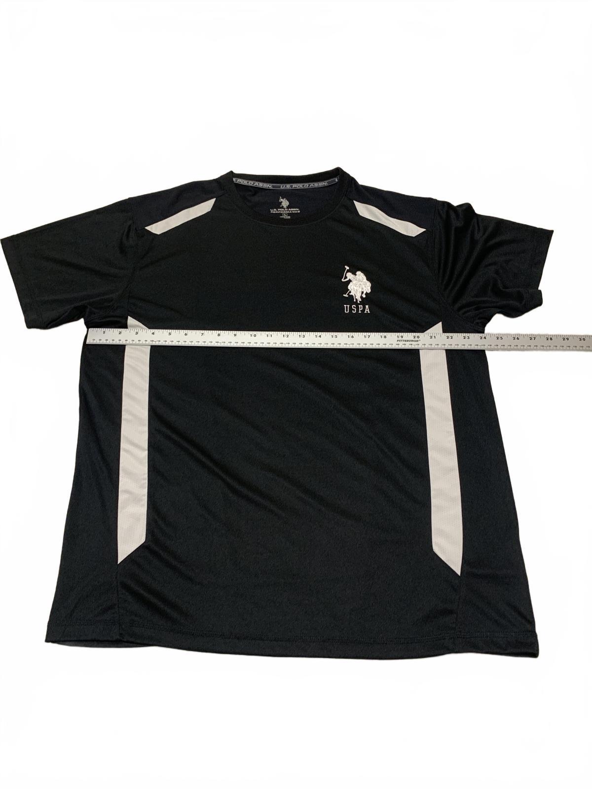 Camisa deportiva de US Polo Assn., negra y blanca, talla XL, corte atlético, manga corta