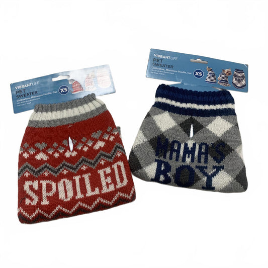 Vibrant Life Dog X-Small Knit Sweater Set Spoiled & Mama's Boy