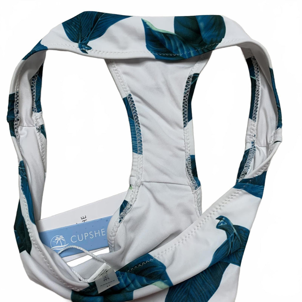Braguita de bikini Cupshe para mujer, talla M, con estampado de hojas azules