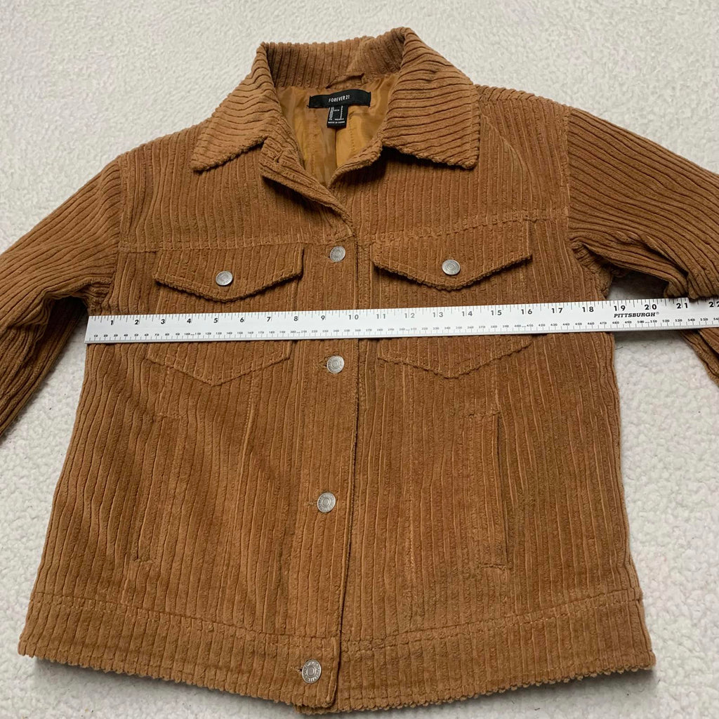 Forever 21 Women's Size Small Cognac Brown Corduroy Jacket