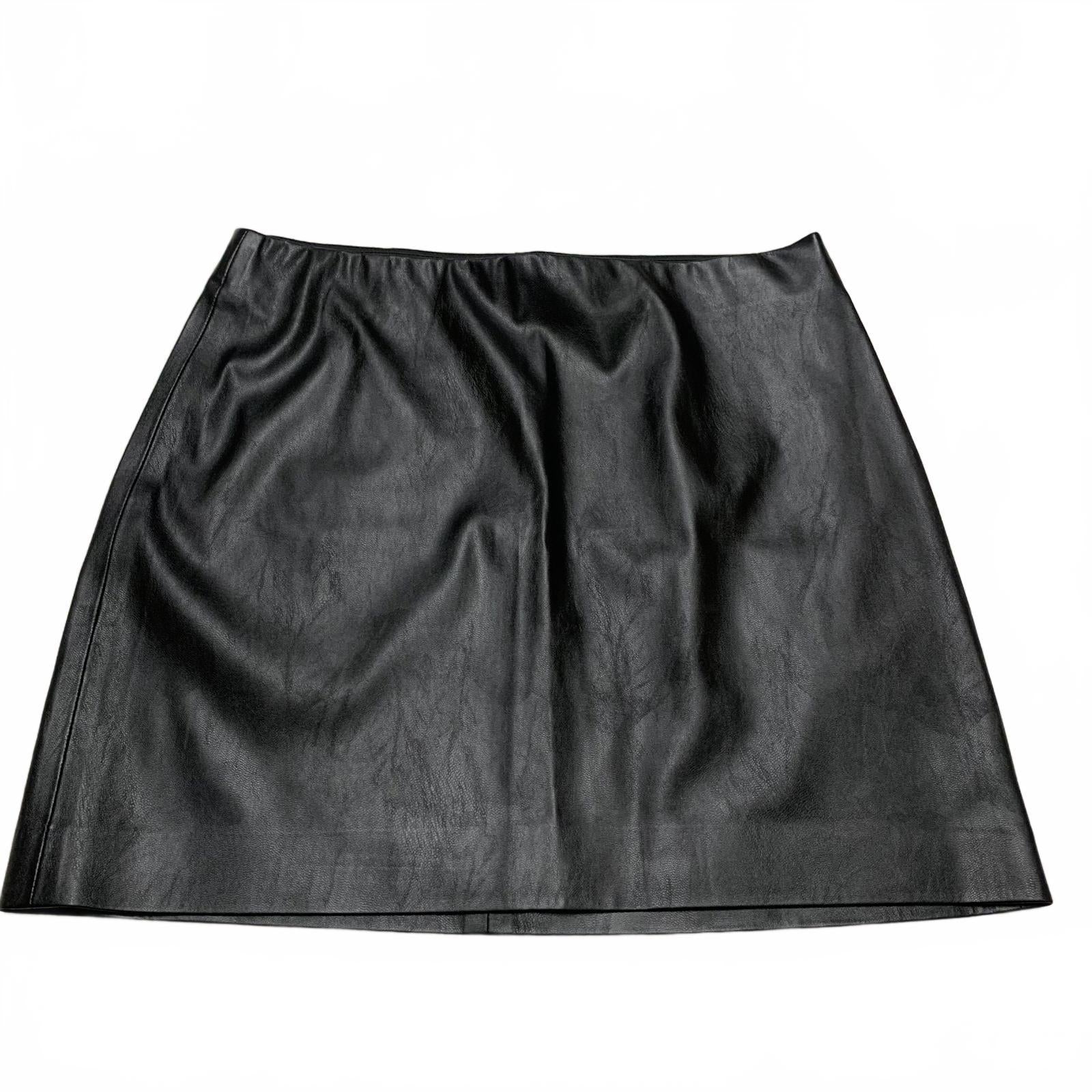 Minifalda Shinestar de piel sintética negra para mujer, talla mediana - Talla M