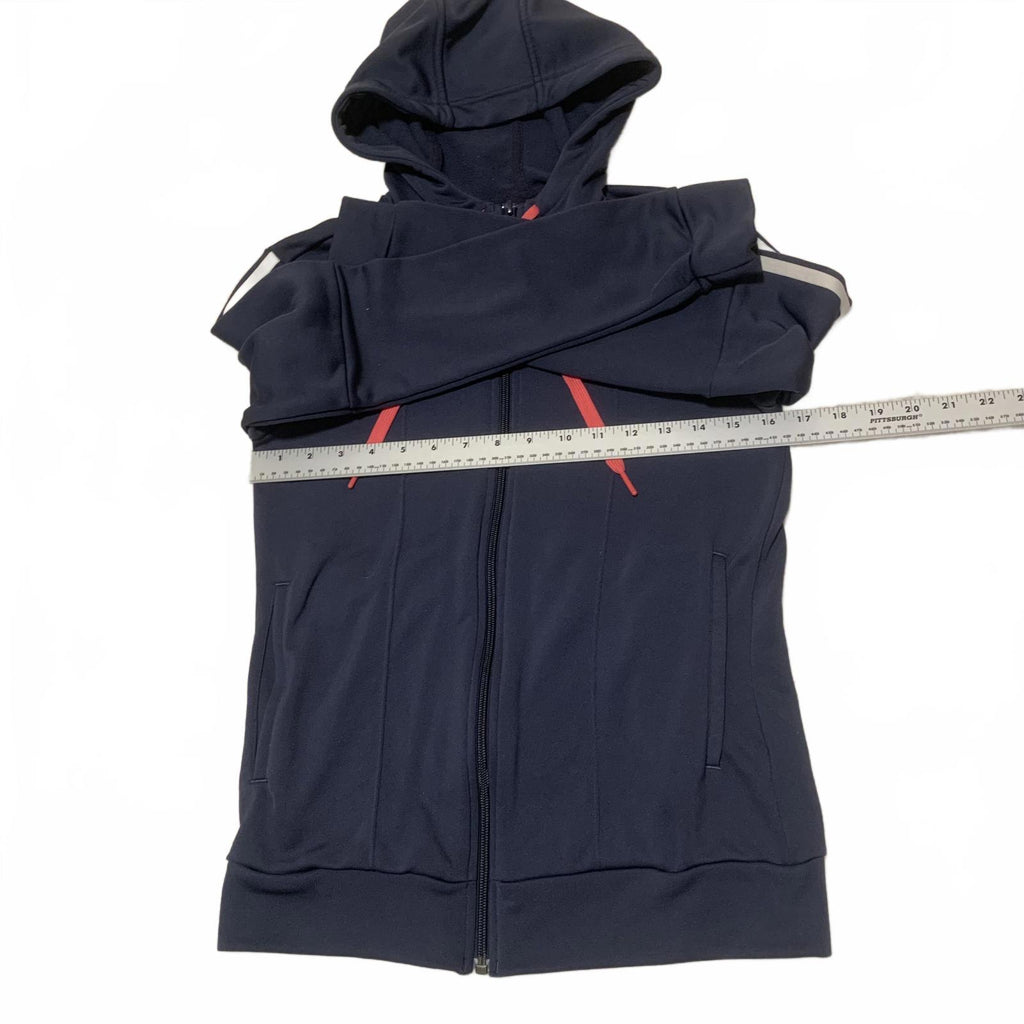 Sudadera con capucha y cremallera Adidas para mujer, talla S, azul marino, 3 rayas