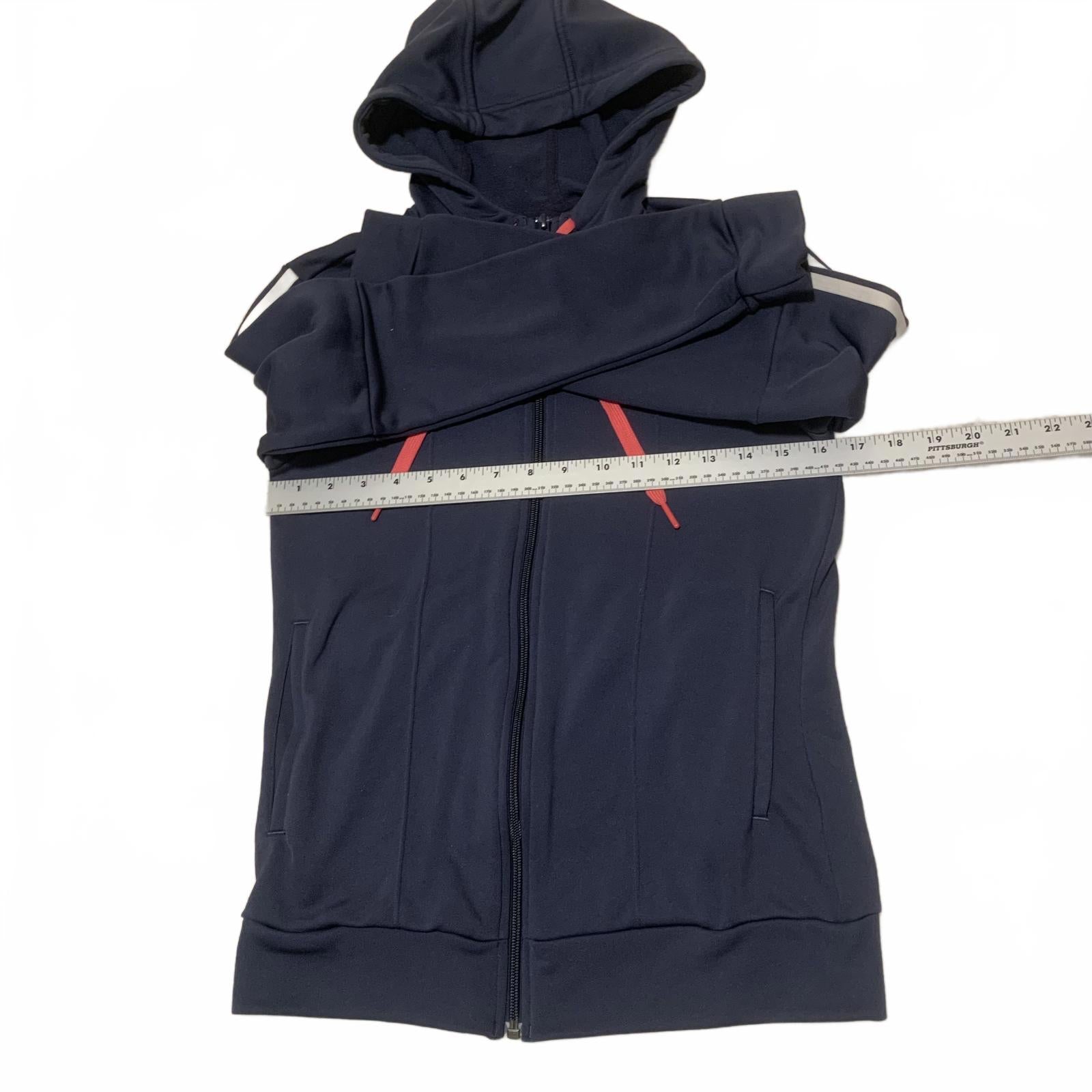 Sudadera con capucha y cremallera Adidas para mujer, talla S, azul marino, 3 rayas