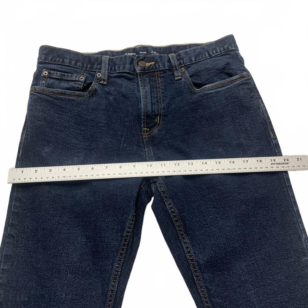 Vaqueros ajustados de lavado azul oscuro de Old Navy para hombre, talla 34 x 30, 32 x 29 (talla real)
