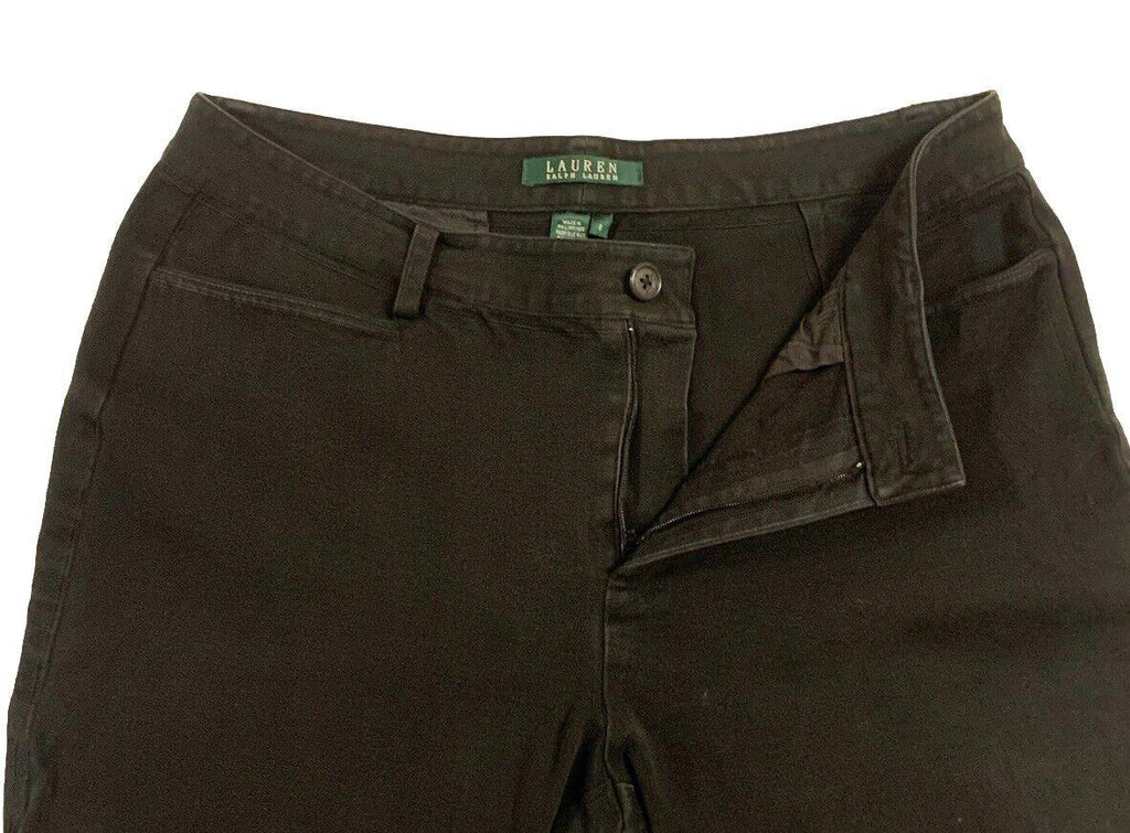 Pantalones chinos Lauren Ralph Lauren para mujer, talla 8, pierna recta, negros