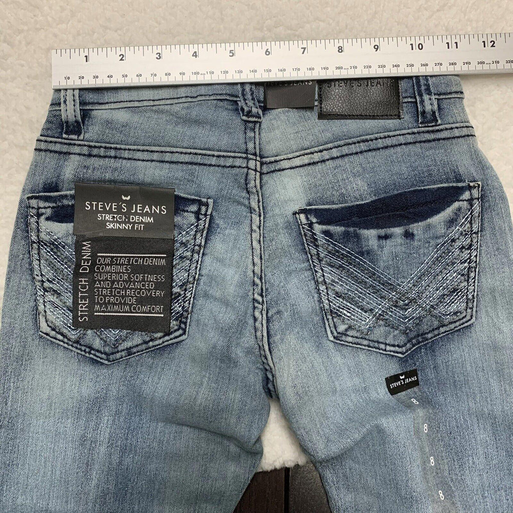 Vaqueros Steves para niños, talla 8, ajustados, azul, elásticos, de máxima comodidad