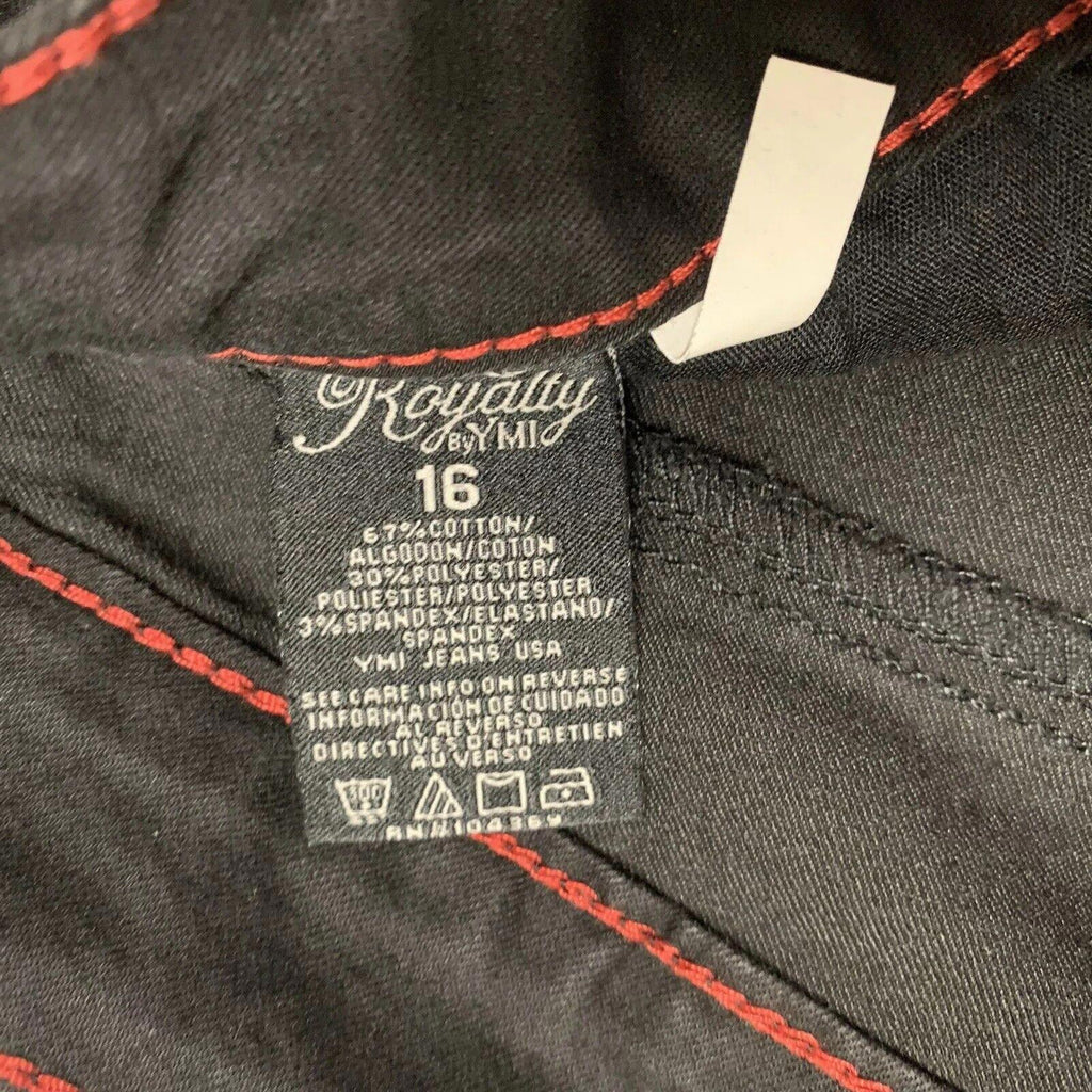 Vaqueros negros recortados Royalty By YMI para mujer, talla 16, denim elástico
