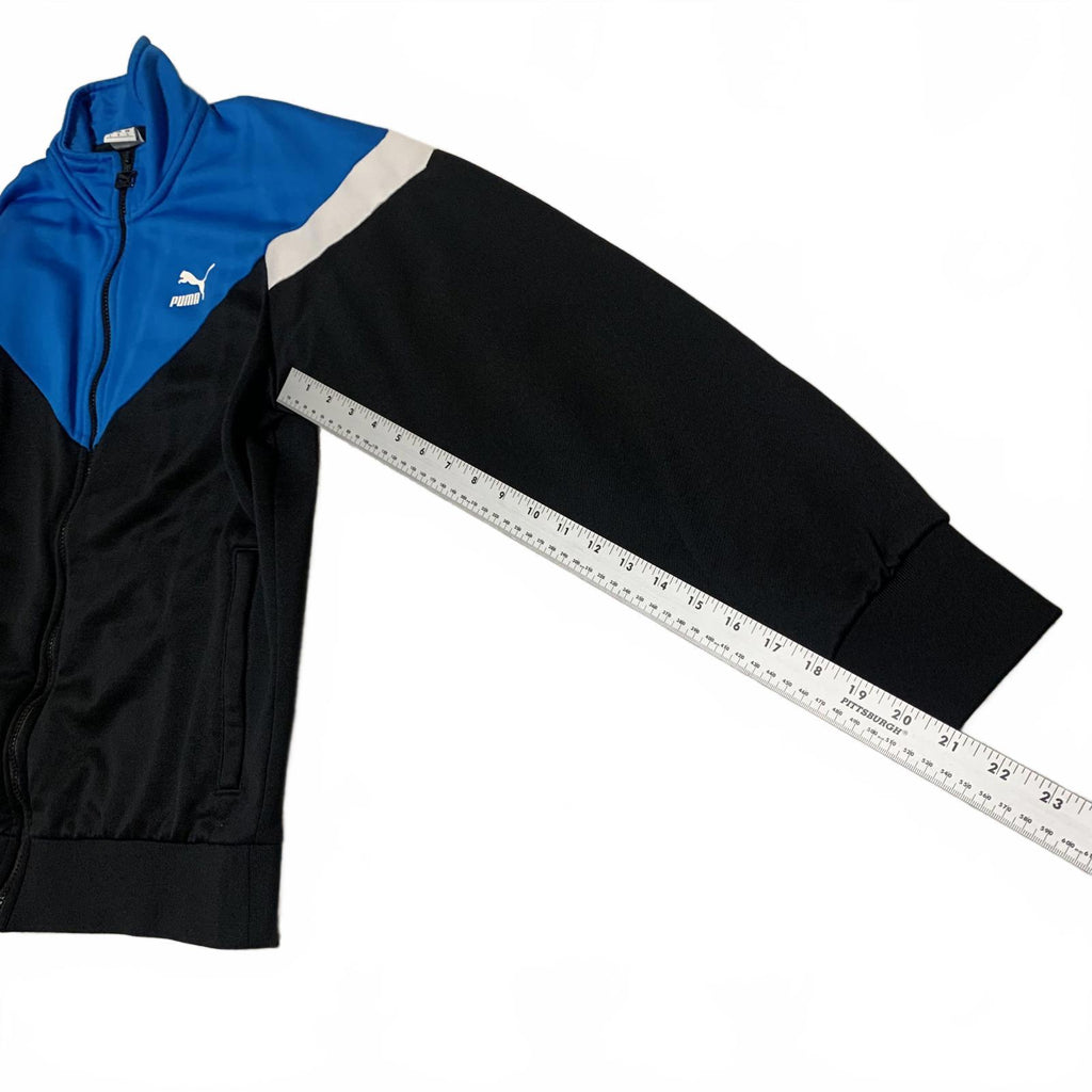 Chaqueta deportiva Puma para hombre, talla L, color negro y azul rey, con cremallera