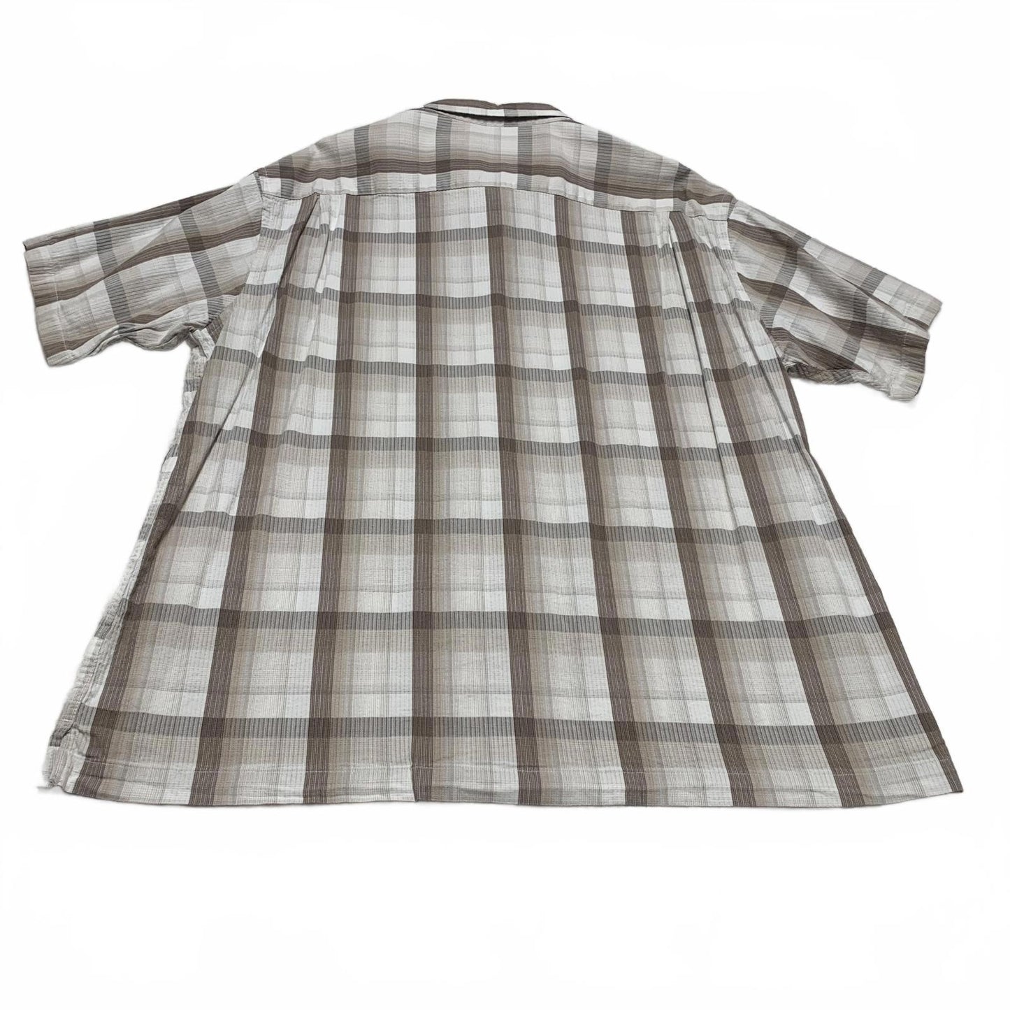 Van Heusen Mens Size XXL Beige Plaid Short Sleeve Button Shirt