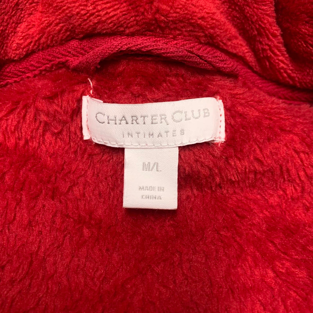 Bata de polar roja Charter Club Intimates para mujer, talla M/L