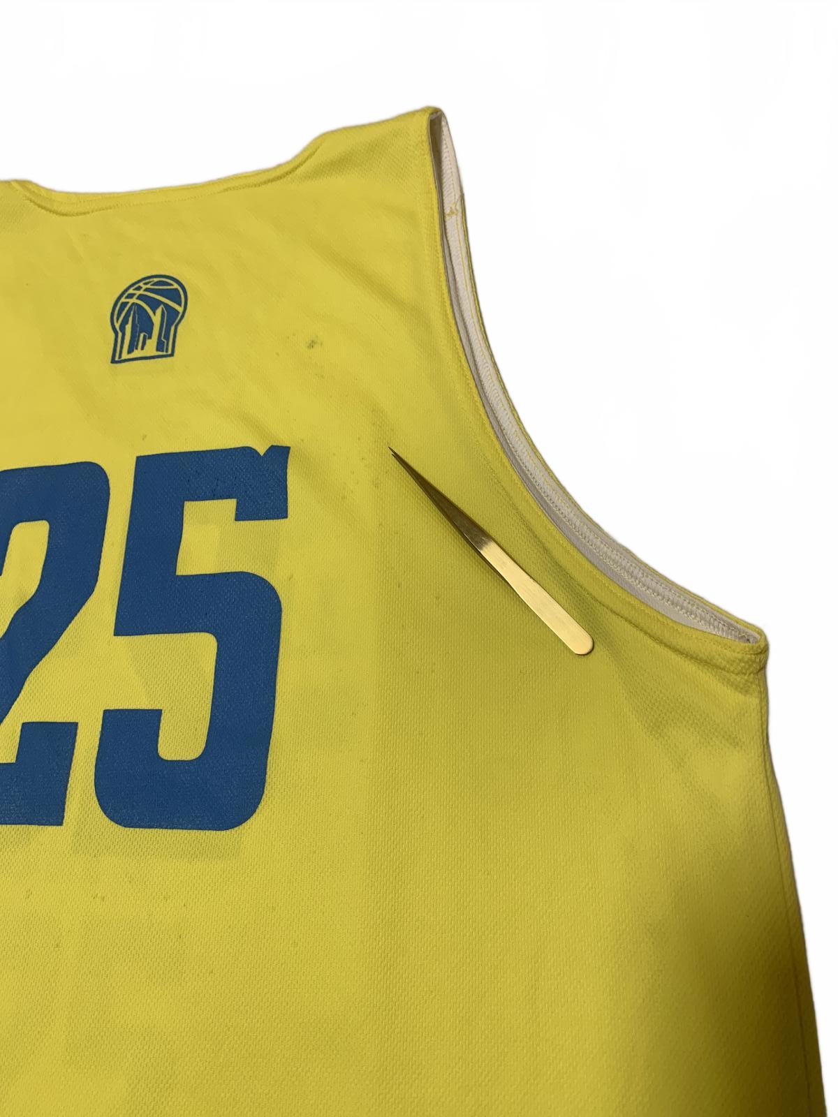 Camiseta sin mangas reversible amarilla y blanca grande para hombre de BasketBall City, número 25