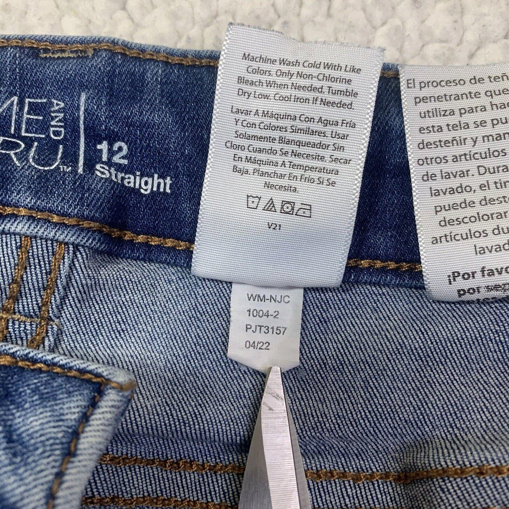 Jeans Time And True para mujer, 12, azul, pierna recta, lavado oscuro