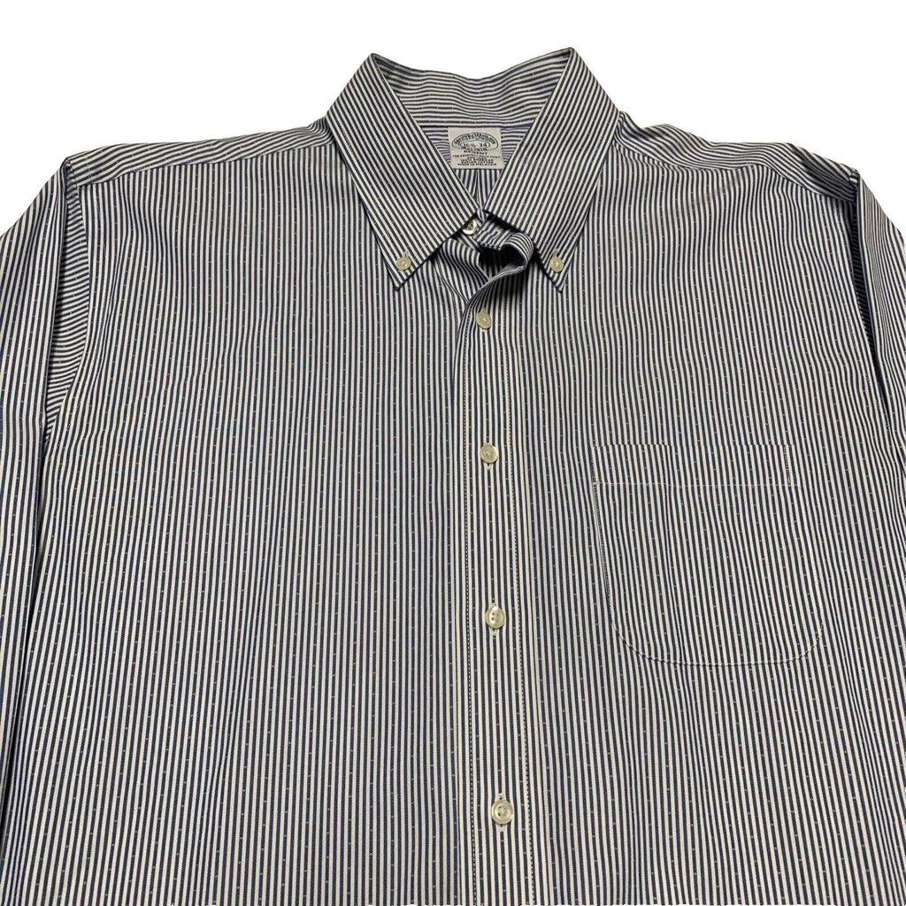 Camisa Brooks Brothers Regent para hombre, tallas 16 1/2 - 34, manga larga, rayas azules, sin planchado
