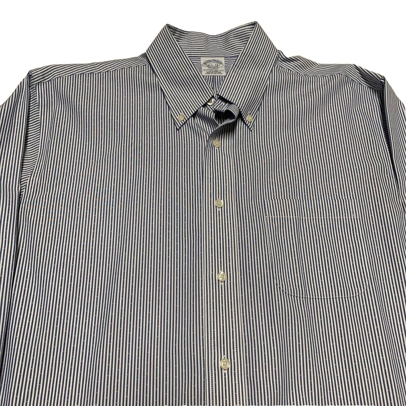 Camisa Brooks Brothers Regent para hombre, tallas 16 1/2 - 34, manga larga, rayas azules, sin planchado