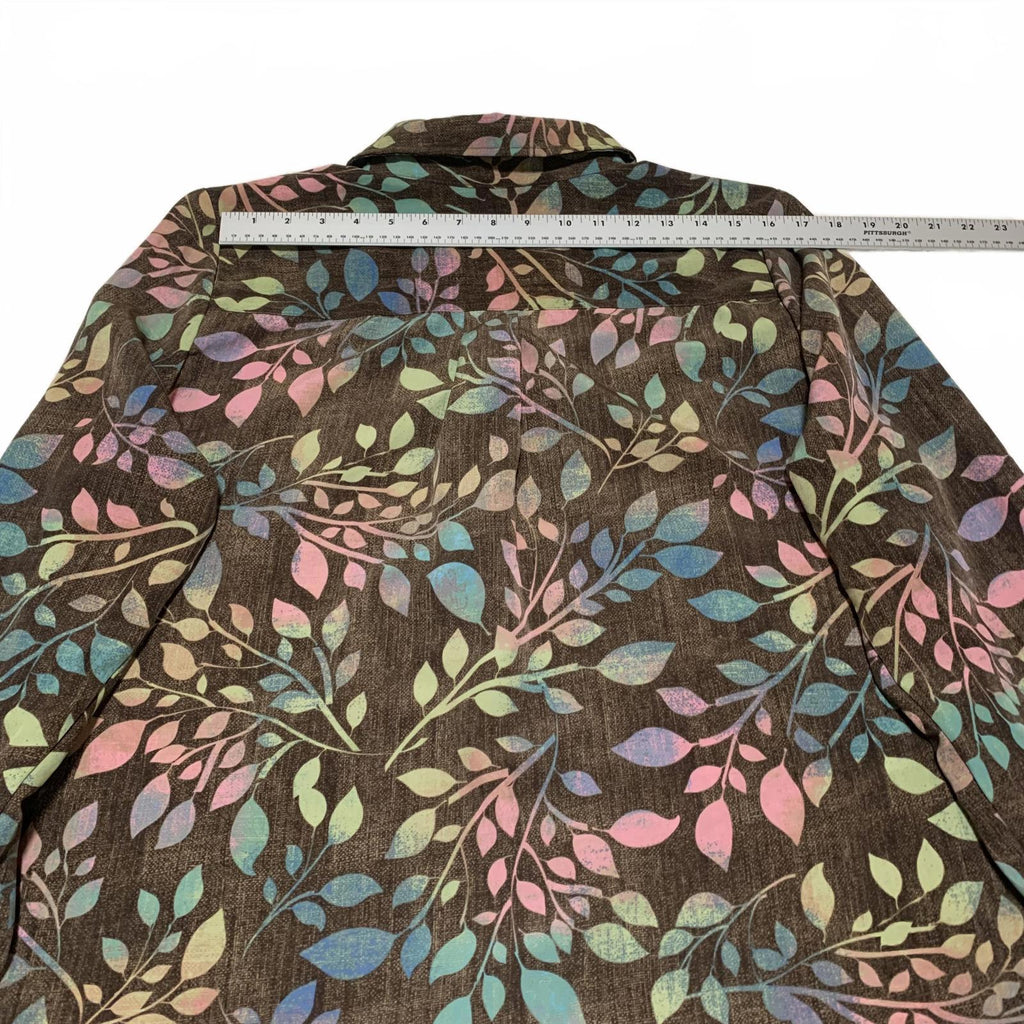 Denim & Company d&co Women's Size L Multicolor Leaf Print Shirt  Boho Fall Style