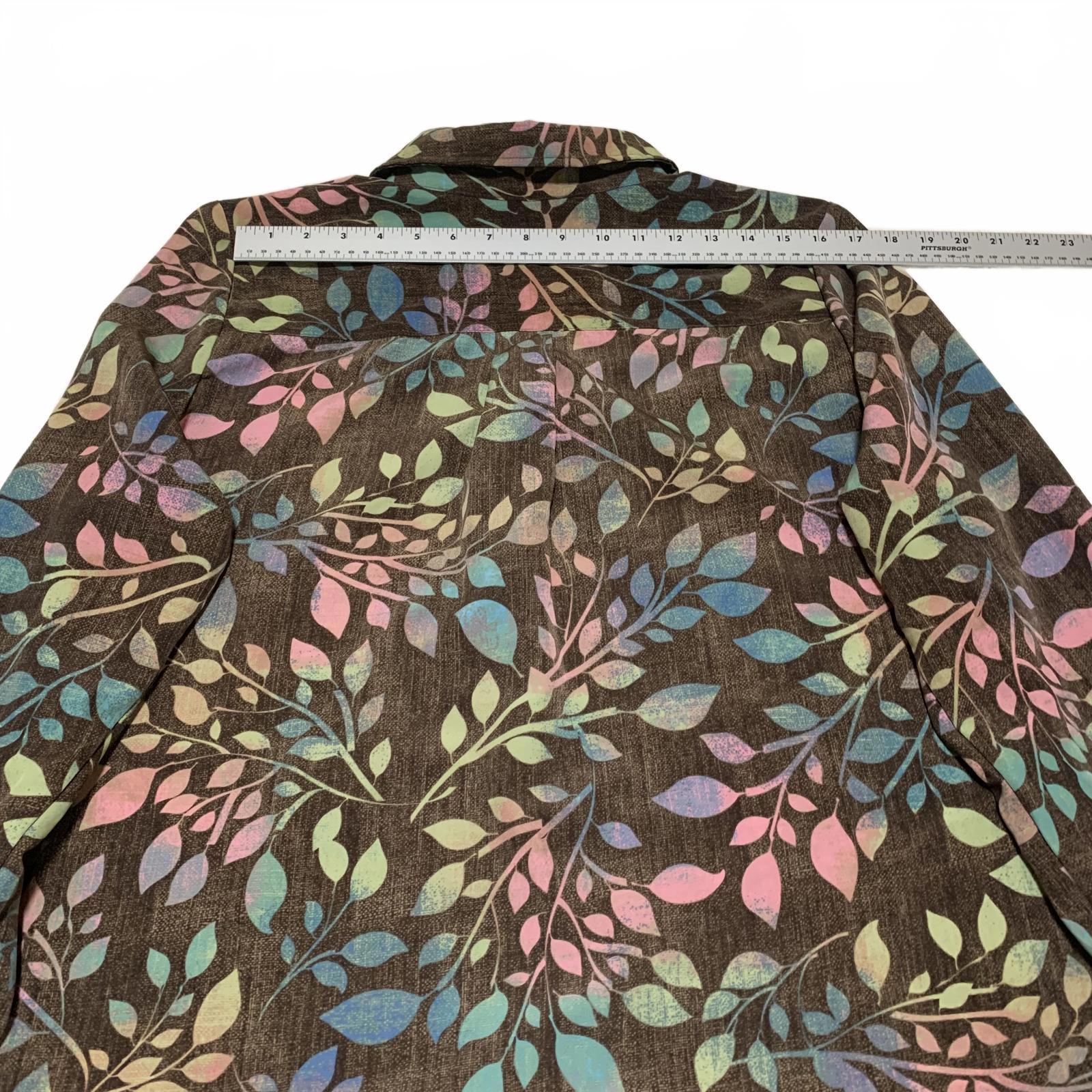 Denim & Company d&co Women's Size L Multicolor Leaf Print Shirt  Boho Fall Style