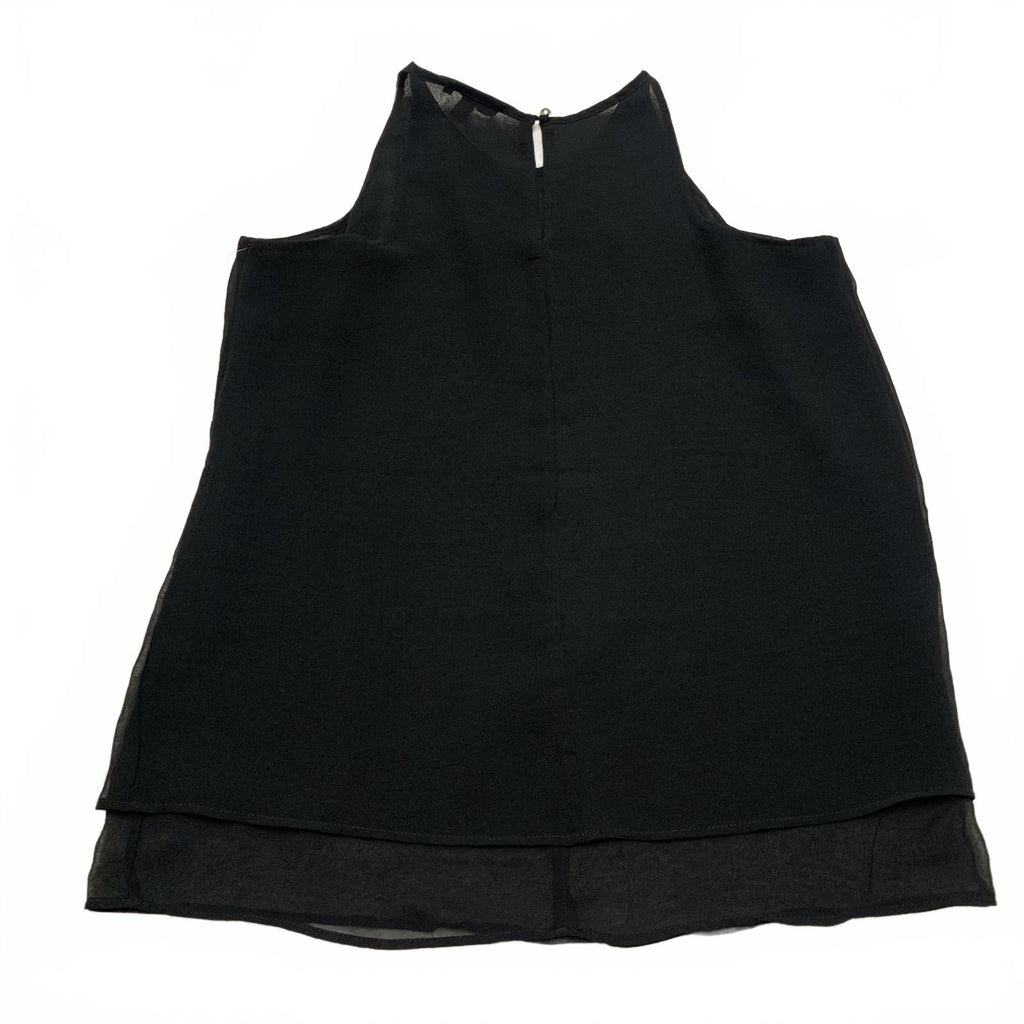 Blusa negra sin mangas con escote tachonado, talla XS para mujer, limitada