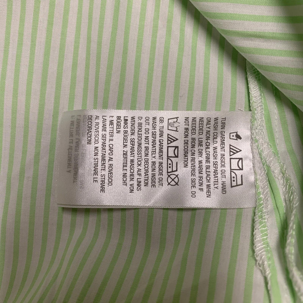 Camisa de botones a rayas verdes con bordado floral para mujer, talla S de Quacker Factory