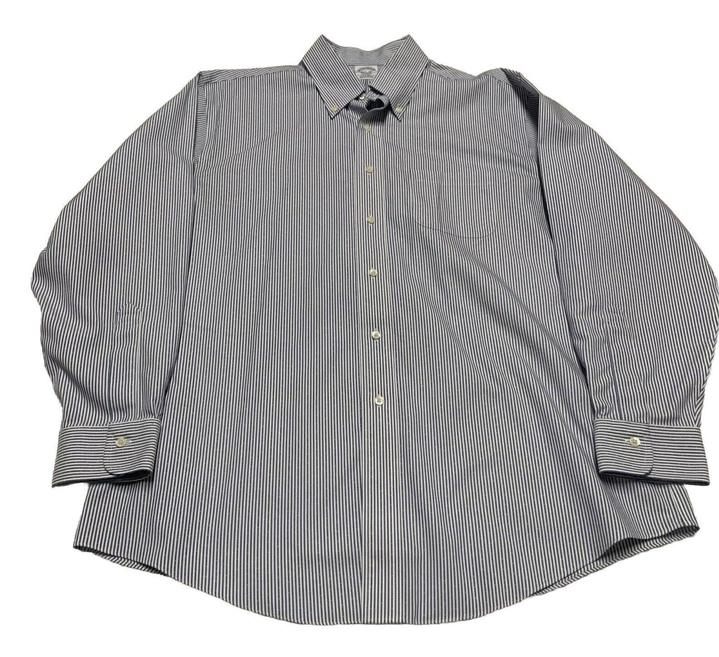 Camisa Brooks Brothers Regent para hombre, tallas 16 1/2 - 34, manga larga, rayas azules, sin planchado