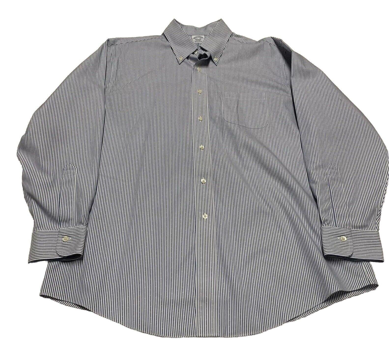 Camisa Brooks Brothers Regent para hombre, tallas 16 1/2 - 34, manga larga, rayas azules, sin planchado