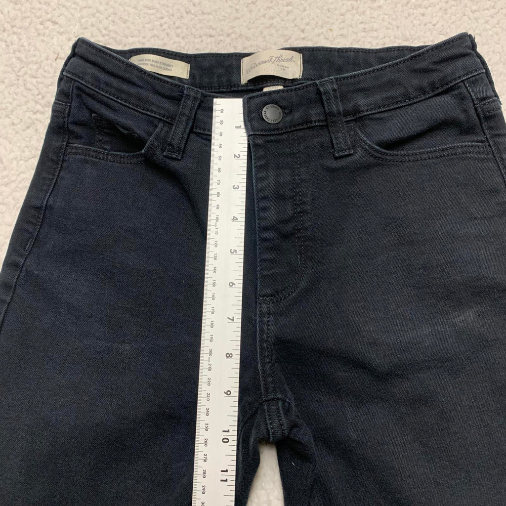 Vaqueros Universal Thread Goods Co. para mujer, talla 2/26R, negros, pierna recta, 26 x 26,25