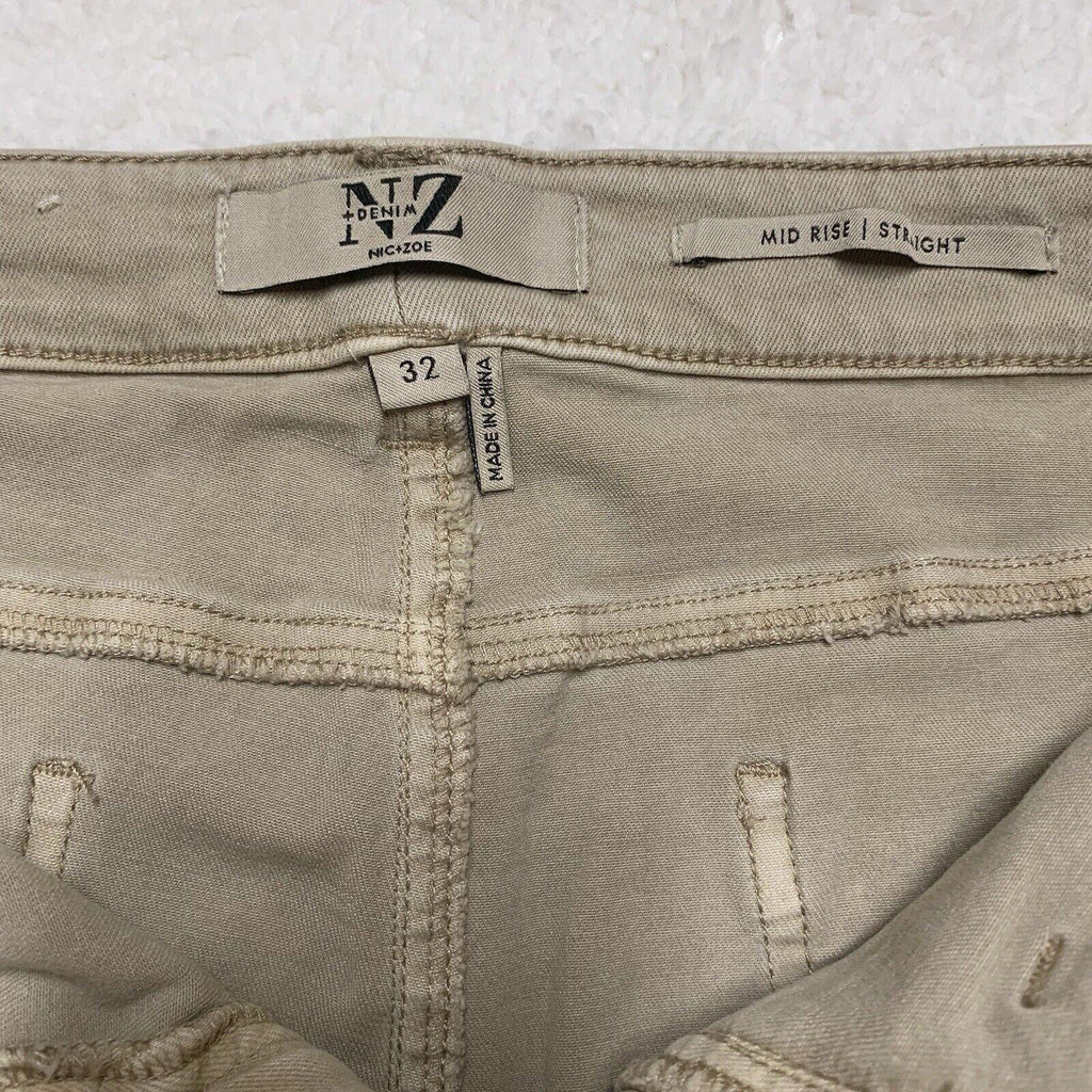 Vaqueros Nic+Zoe para mujer, talla 32, color tostado, con parche en el bolsillo delantero, color beige