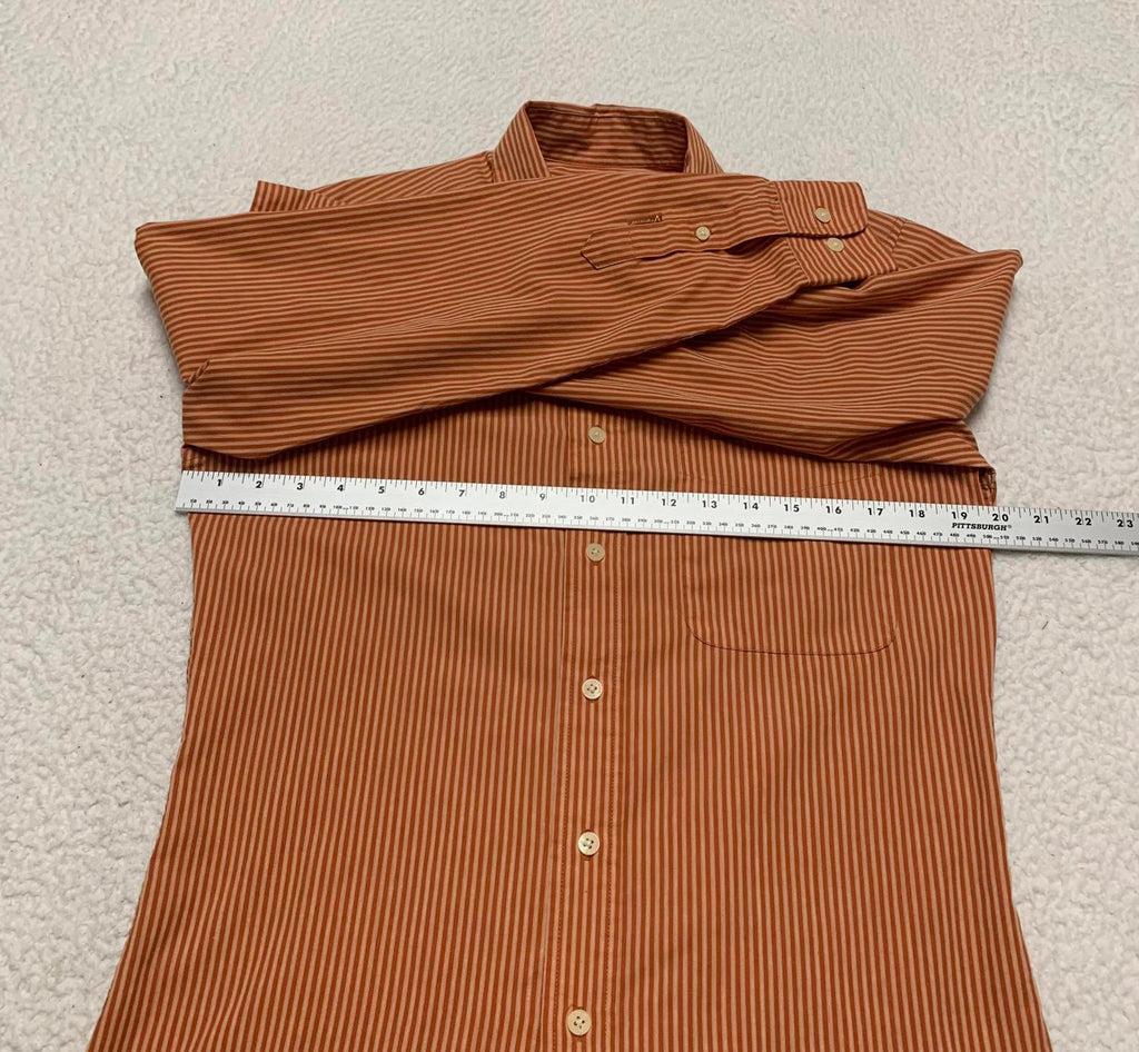 Camisa a rayas naranja con botones, talla pequeña, para hombre de la Universidad de Antigua de Texas