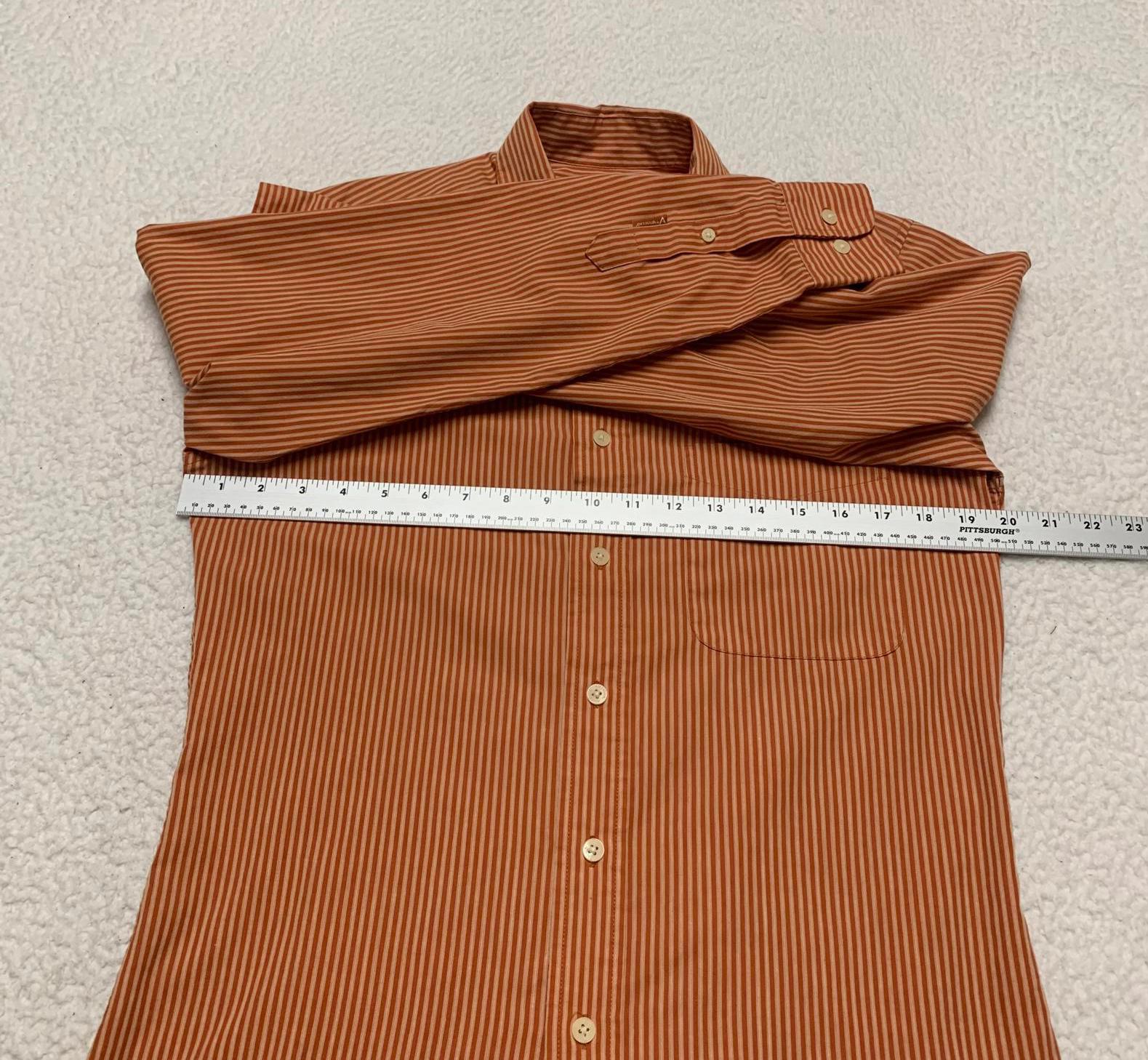 Camisa a rayas naranja con botones, talla pequeña, para hombre de la Universidad de Antigua de Texas