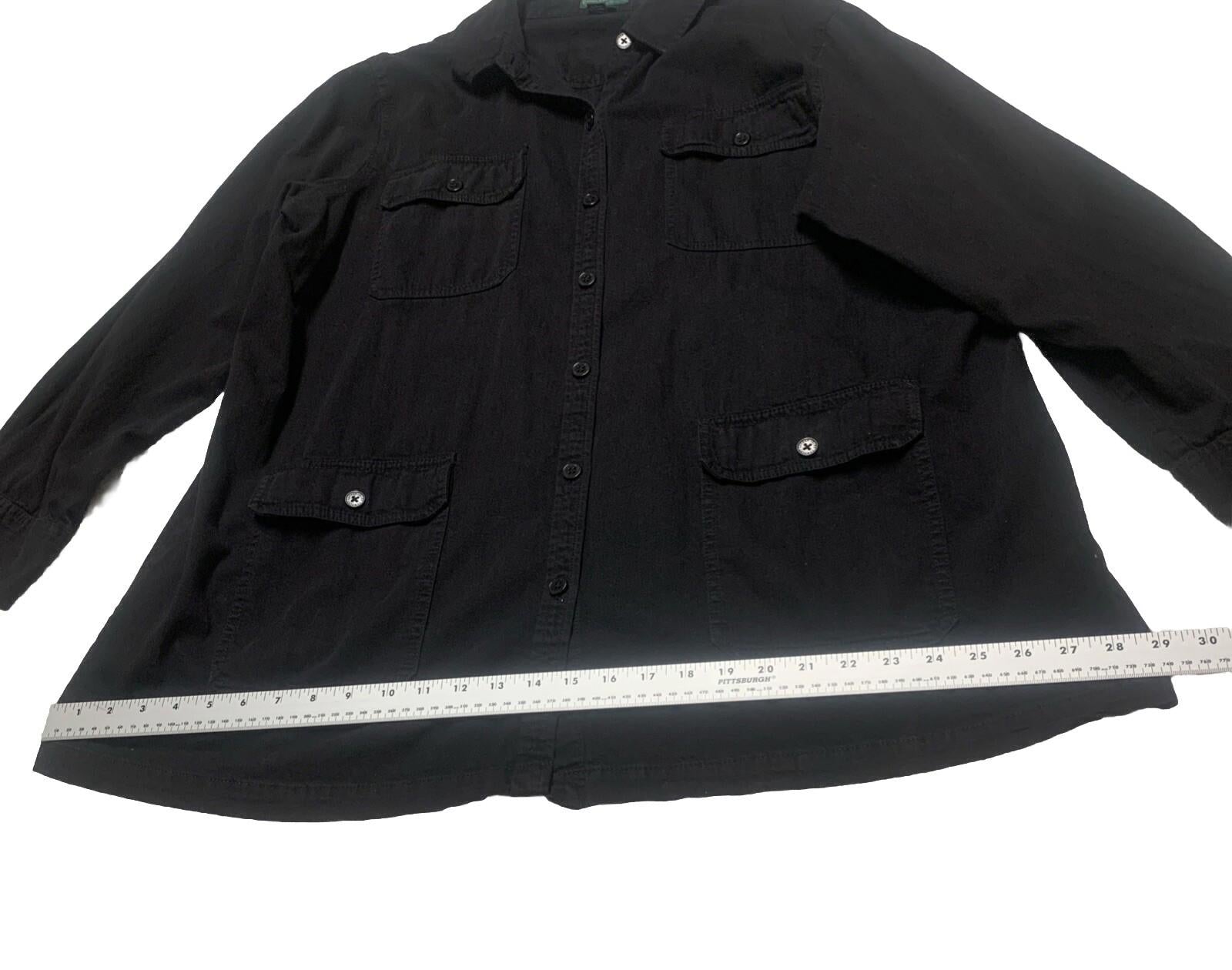 Camisa militar negra con botones 3X para hombre de Lauren Jeans Company, 100 % algodón