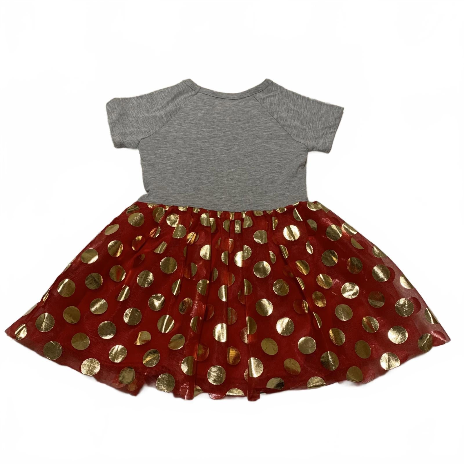 Vestido de Minnie Mouse de Disney para niña, talla 3T, falda tutú con lunares rojos y dorados