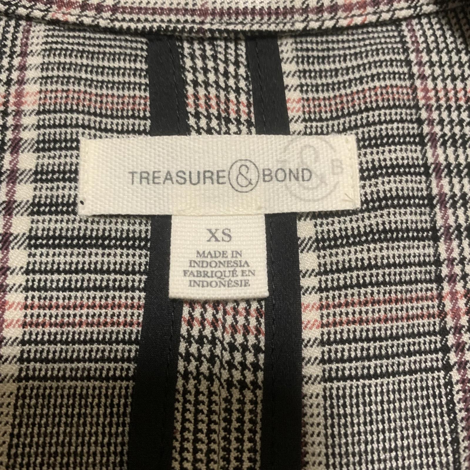 Chaqueta blazer a cuadros Treasure &amp; Bond para mujer, talla XS, negra, rosa y gris, elástica, con 1 botón