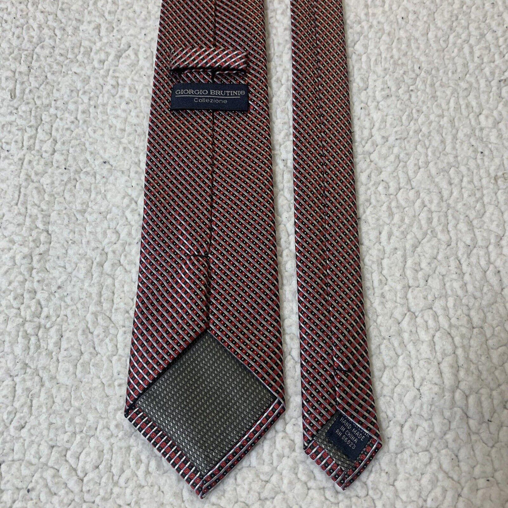 Corbata Giorgio Brutini con estampado geométrico diminuto en rojo y negro