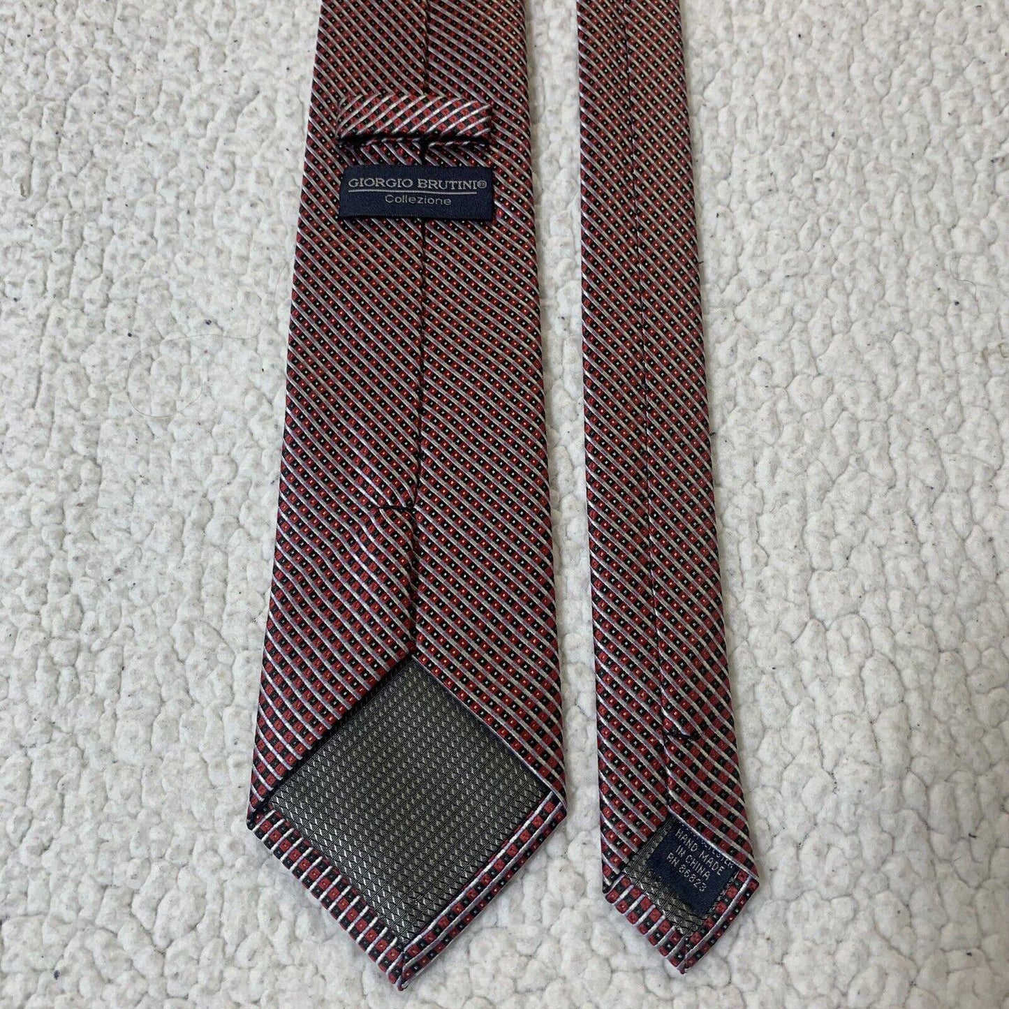 Giorgio Brutini Tie Red Black Tiny Geometric Print Pattern