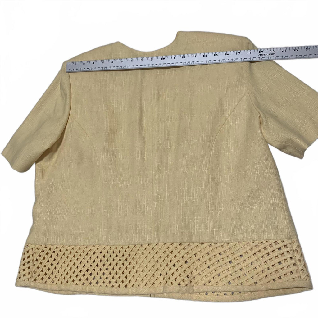 Chaqueta amarilla con botones y diseño enrejado de Lennie Woman para Nina Leonard, talla 16W, para mujer