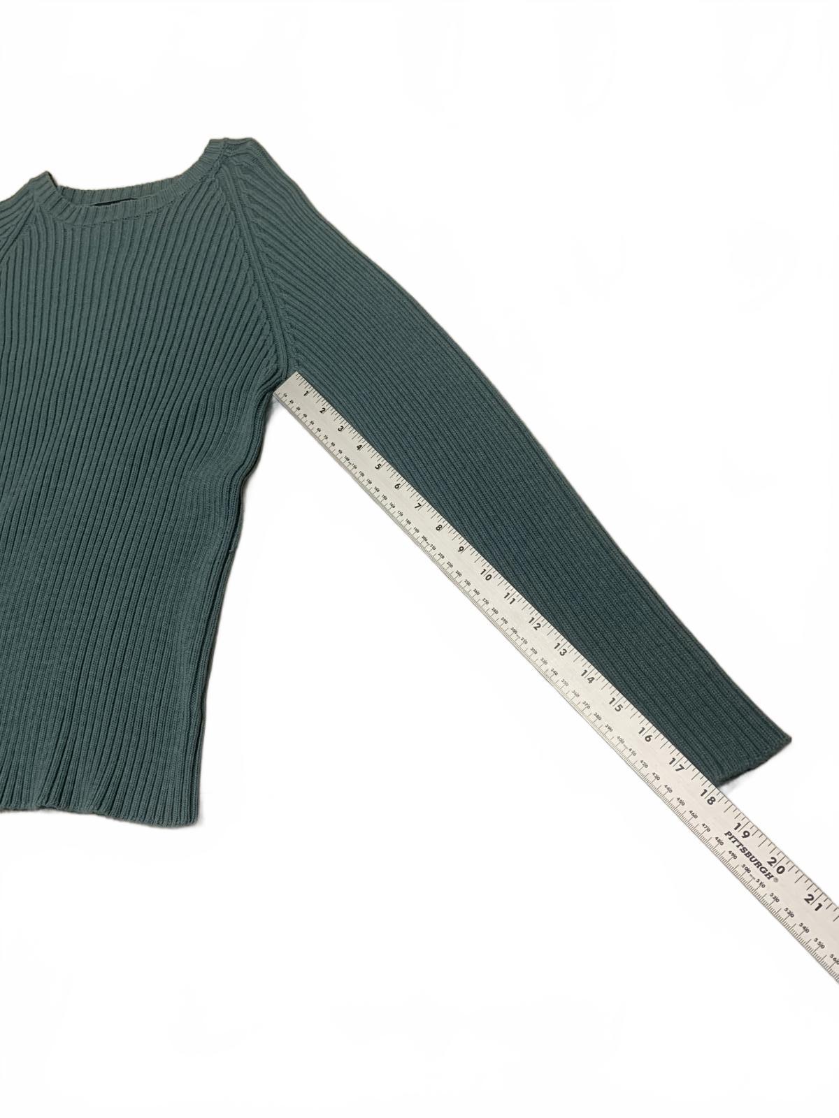 Suéter Lands' End de los años 90 para hombre, talla 38/40, cuello redondo, tejido acanalado, verde, fabricado en EE. UU.