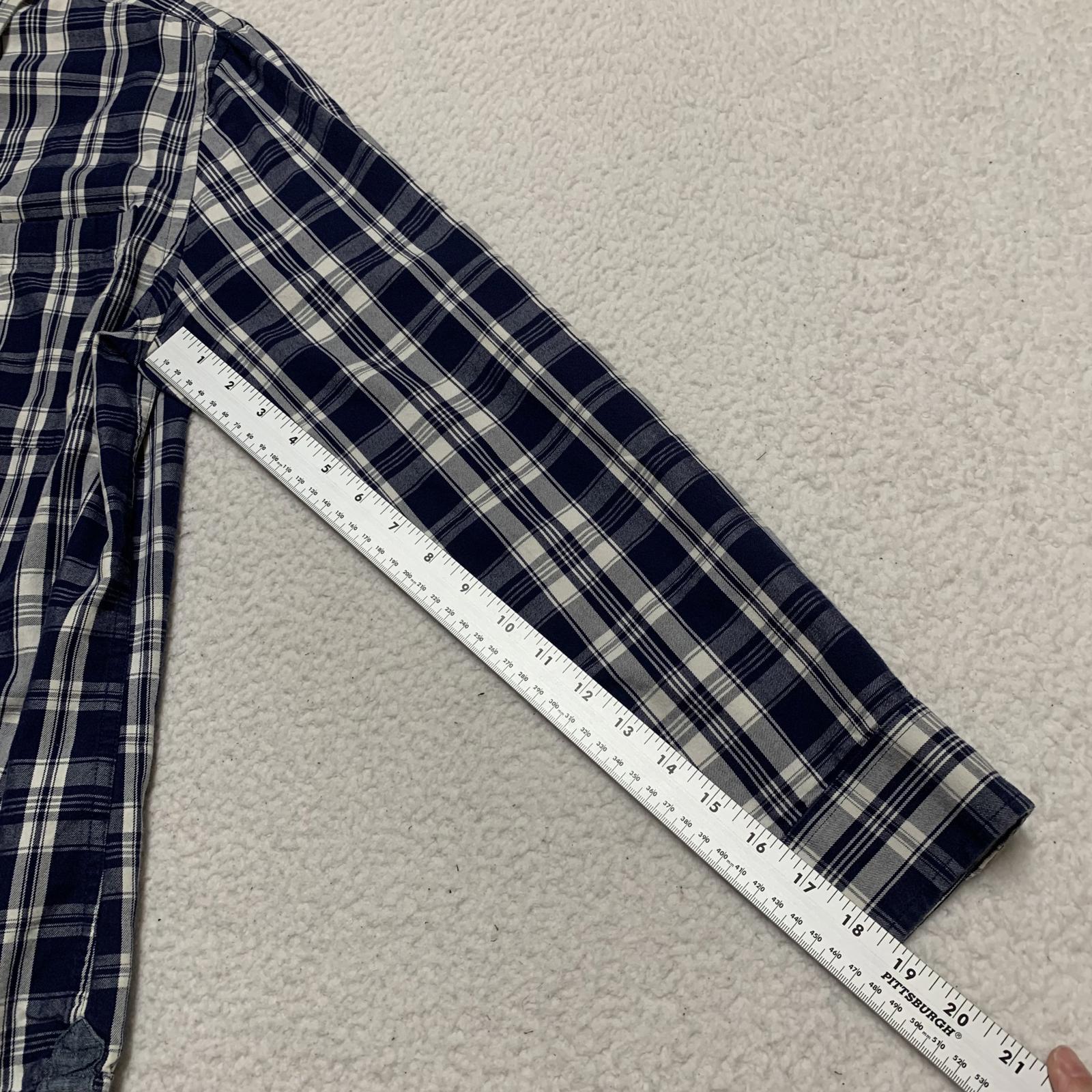 Camisa Banana Republic de cuadros azul marino con botones y corte ajustado para hombre, talla grande