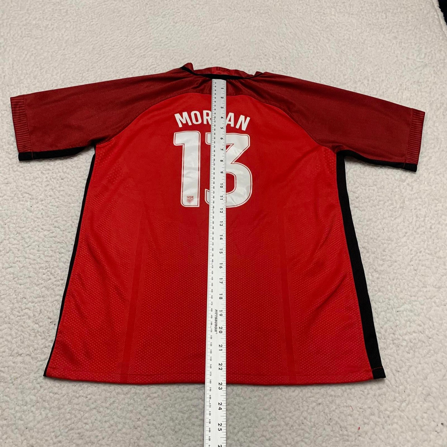 Nike USA Women's Soccer Jersey Size 26 Red Black Morgan #13 Dri-FIT Technology