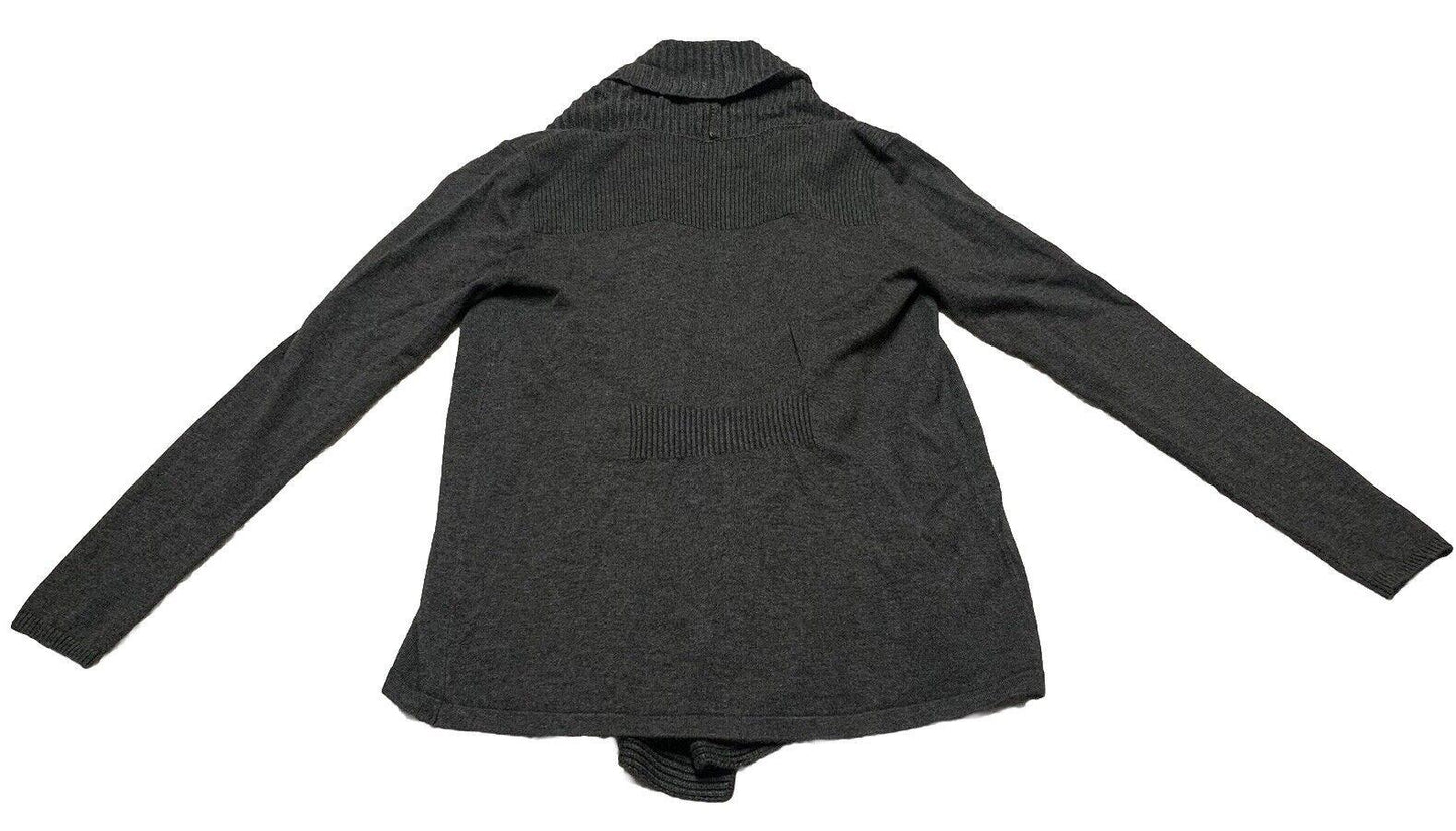 Premise Studio Women’s Small Gray Soft Knit Cascading Open Front Buckle Sweater