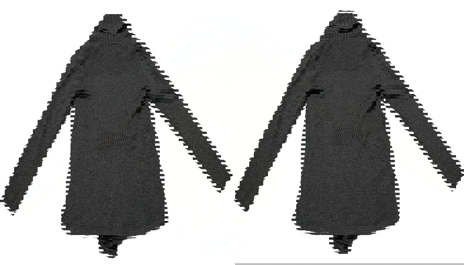 Suéter Premise Studio de punto suave gris pequeño con hebilla frontal abierta en cascada para mujer