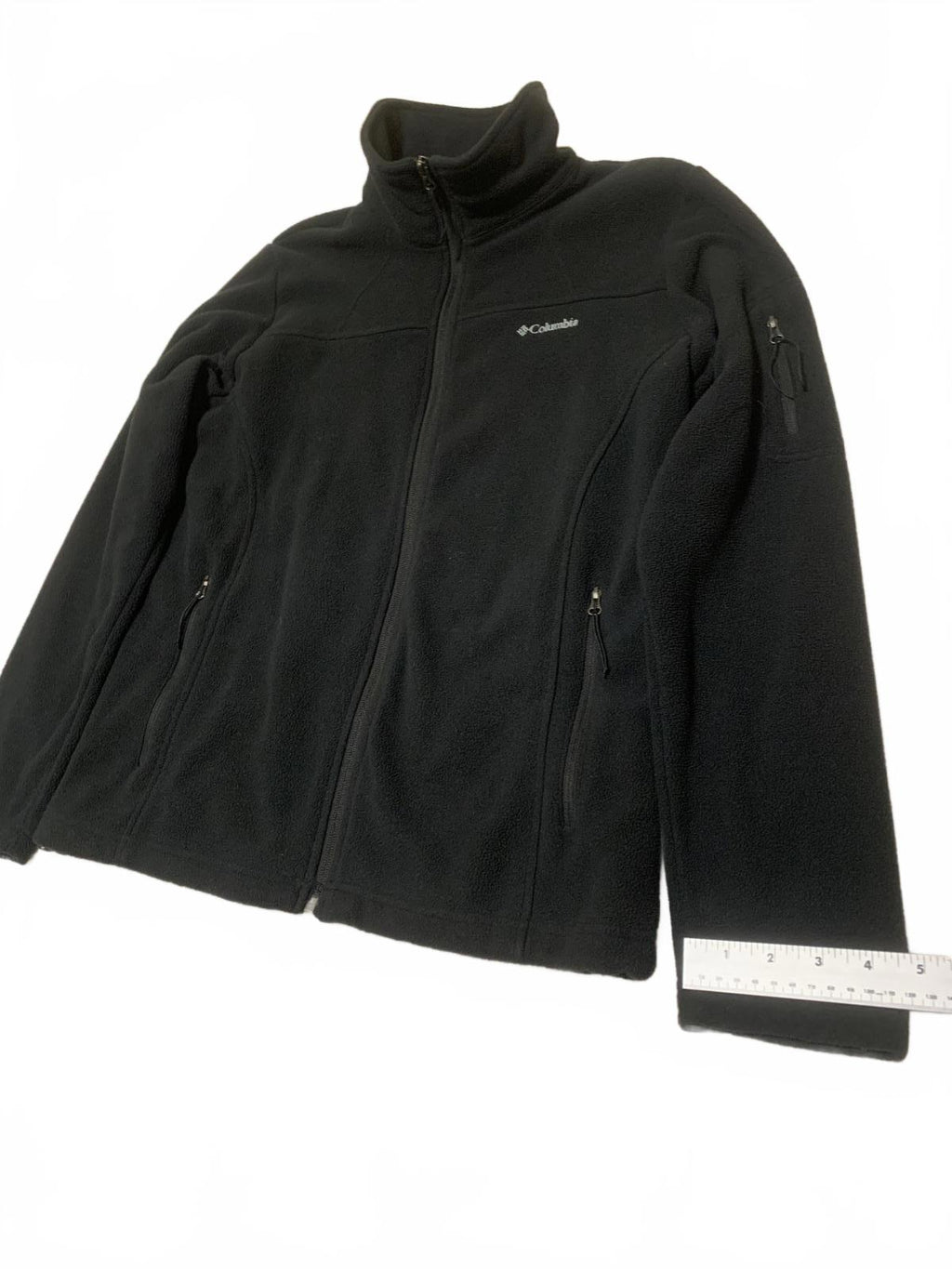 Chaqueta polar negra grande Columbia para mujer, con cremallera completa, para senderismo al aire libre, capa cálida