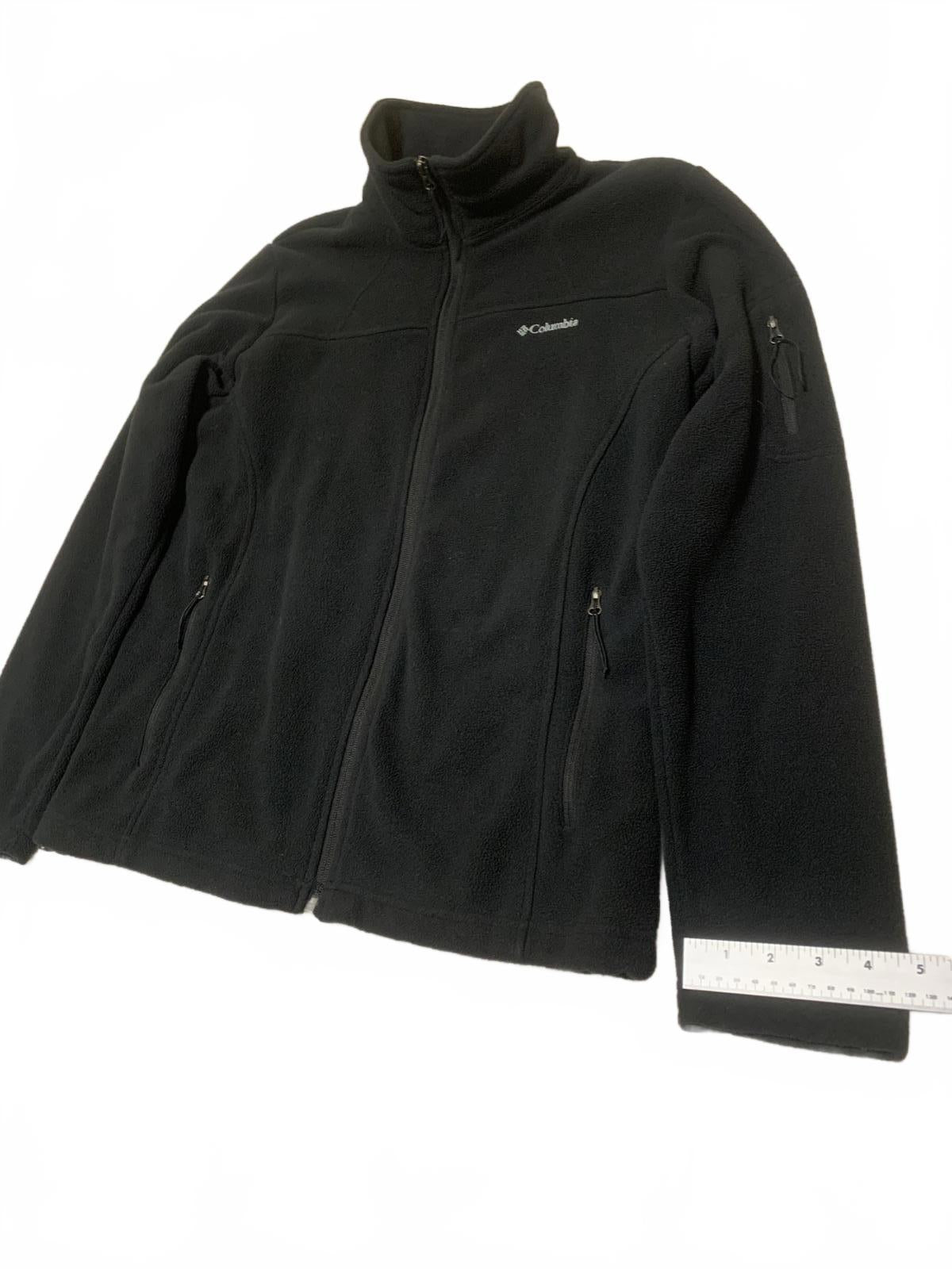 Chaqueta polar negra grande Columbia para mujer, con cremallera completa, para senderismo al aire libre, capa cálida