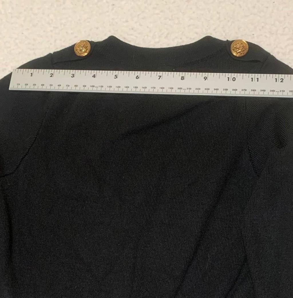 Vestido elástico negro de manga larga con botones delanteros de Moocci Paris, talla S/M para mujer