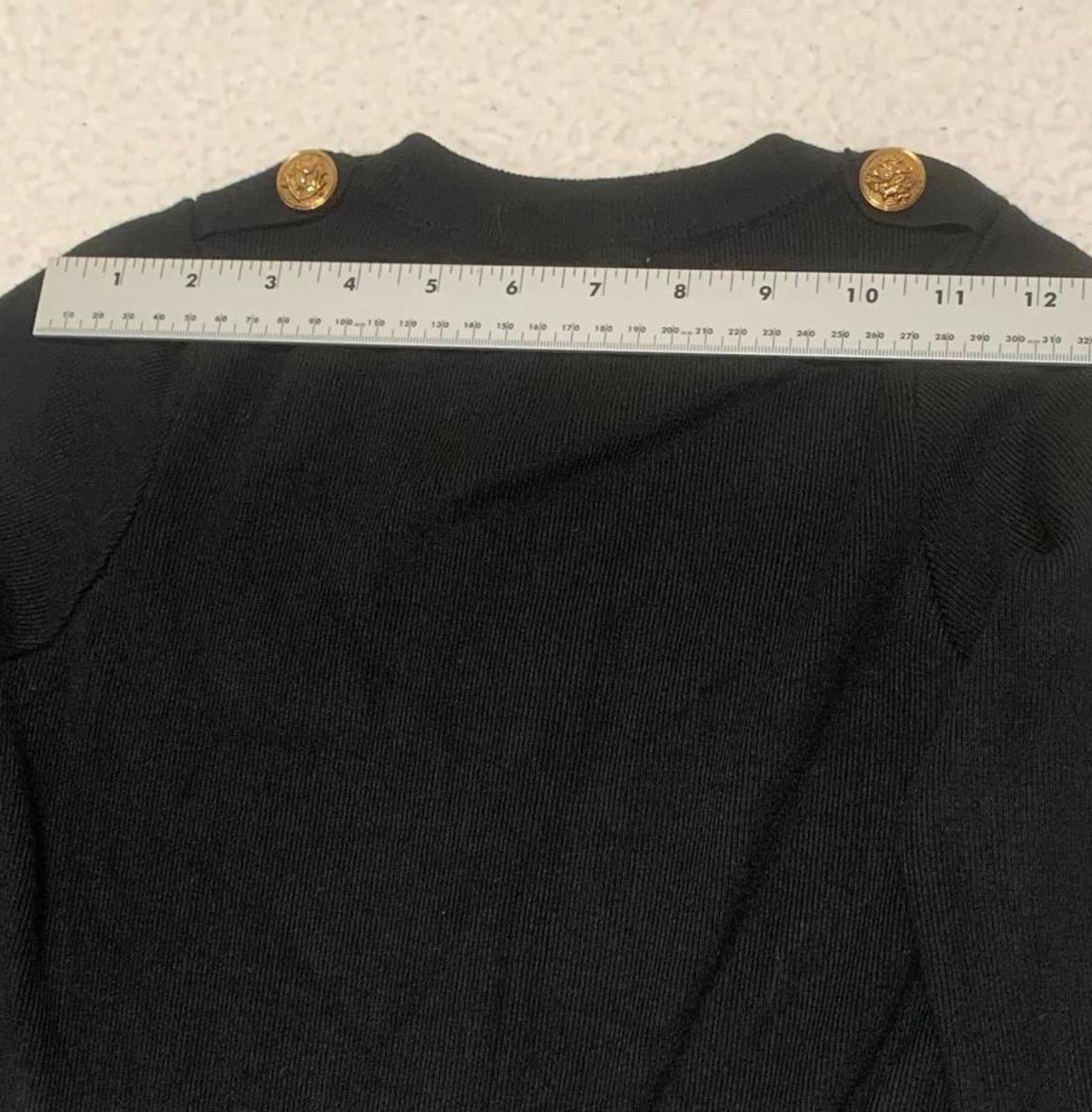 Vestido elástico negro de manga larga con botones delanteros de Moocci Paris, talla S/M para mujer