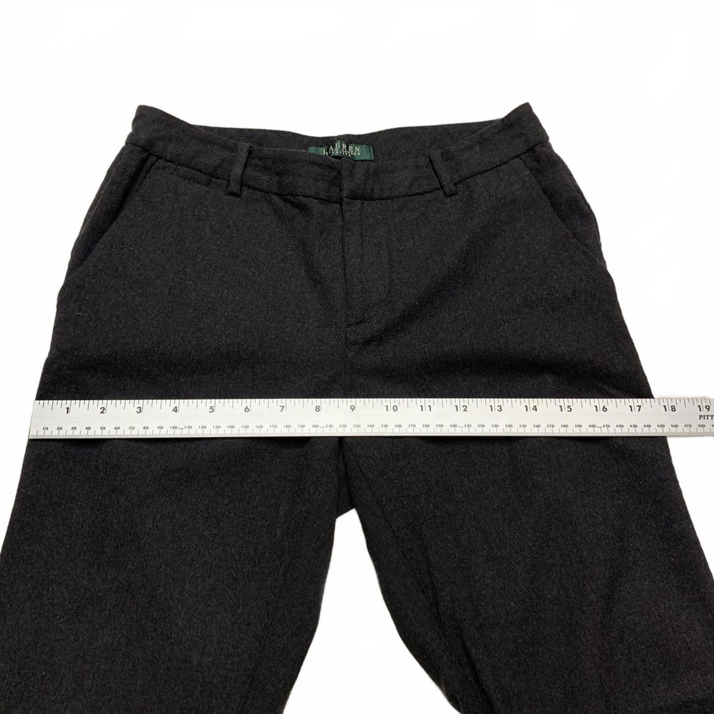 Pantalones de vestir de lana gris carbón Lauren Ralph Lauren para mujer, talla 2P, talla pequeña, ancho 27 x 29